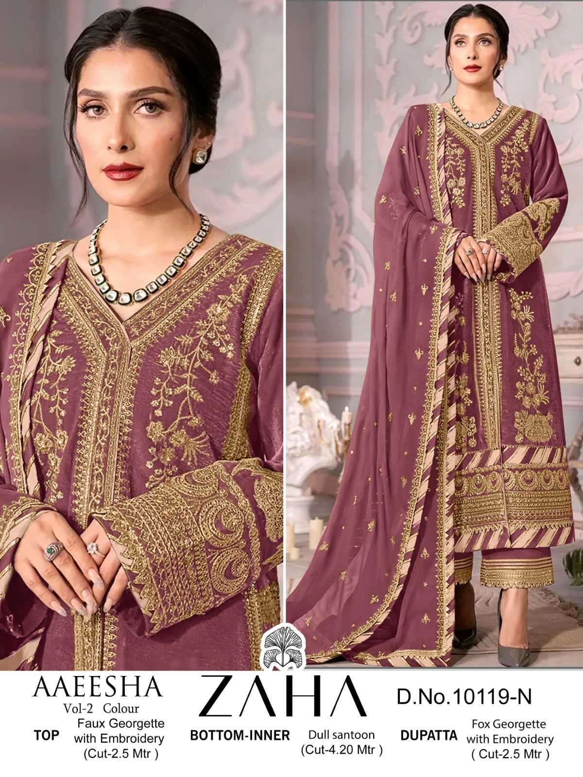 zaha aaeesha vol 2 10119 lmno georgette suit