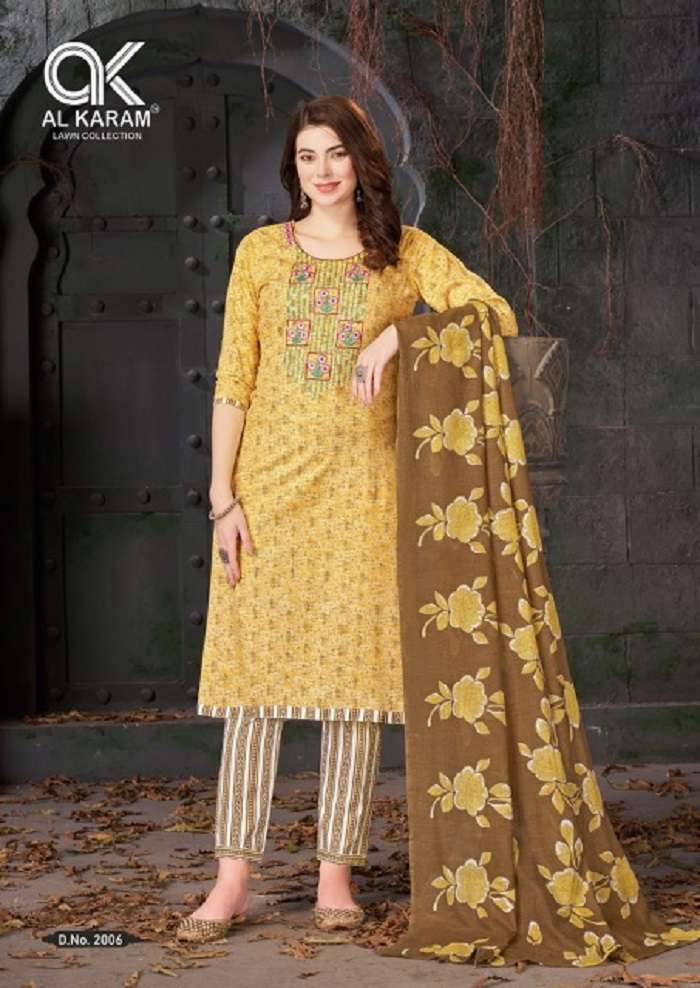Al Karam Heritage Self Embroidery Work Vol-2 series 2001-2012 Pure Cotton suit