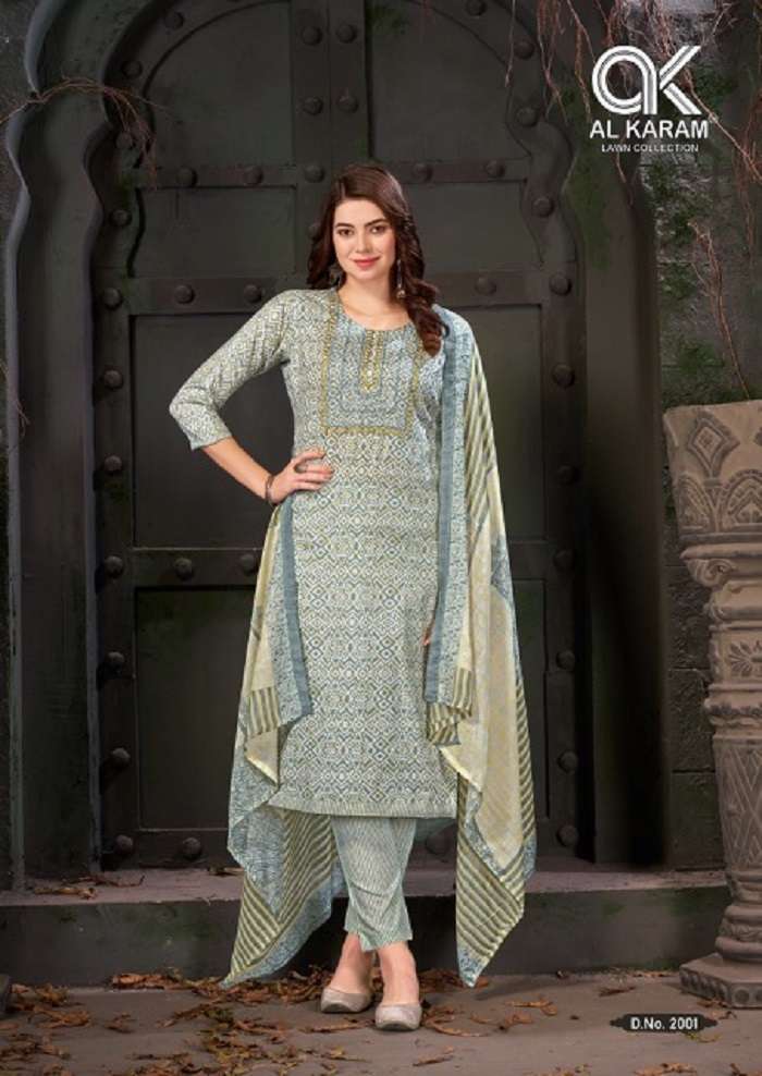 Al Karam Heritage Self Embroidery Work Vol-2 series 2001-2012 Pure Cotton suit