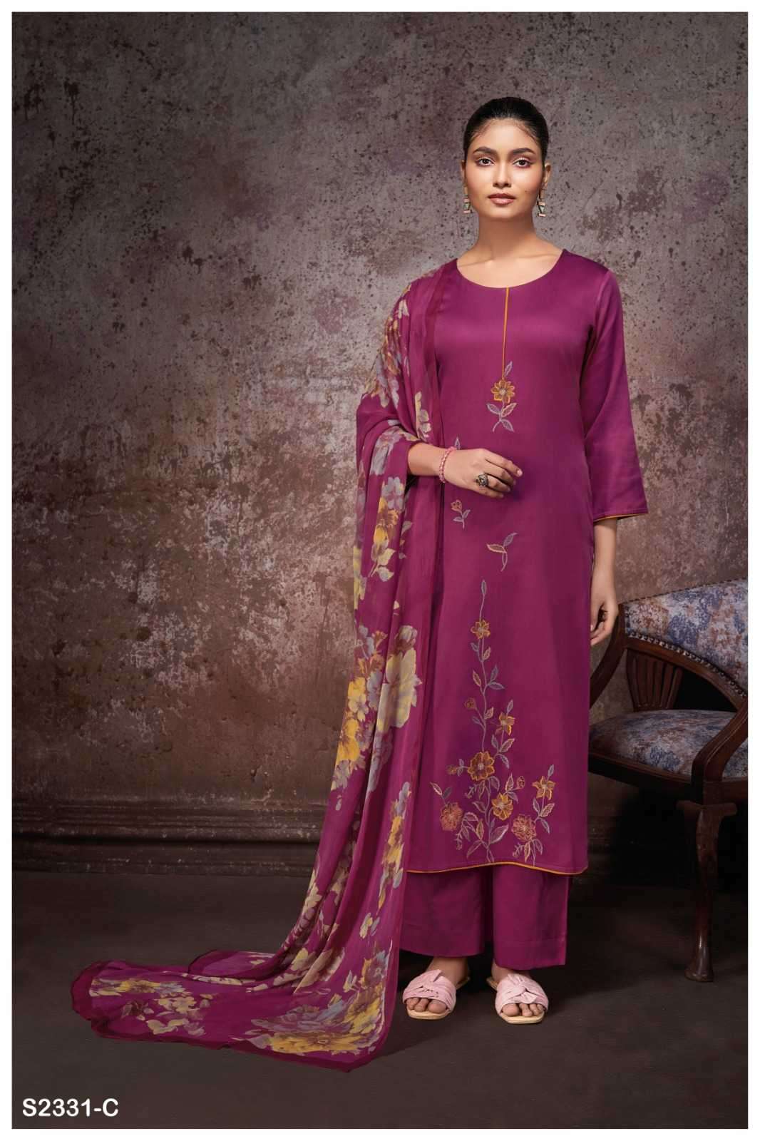 ganga coral 2331 premium cotton silk suit 