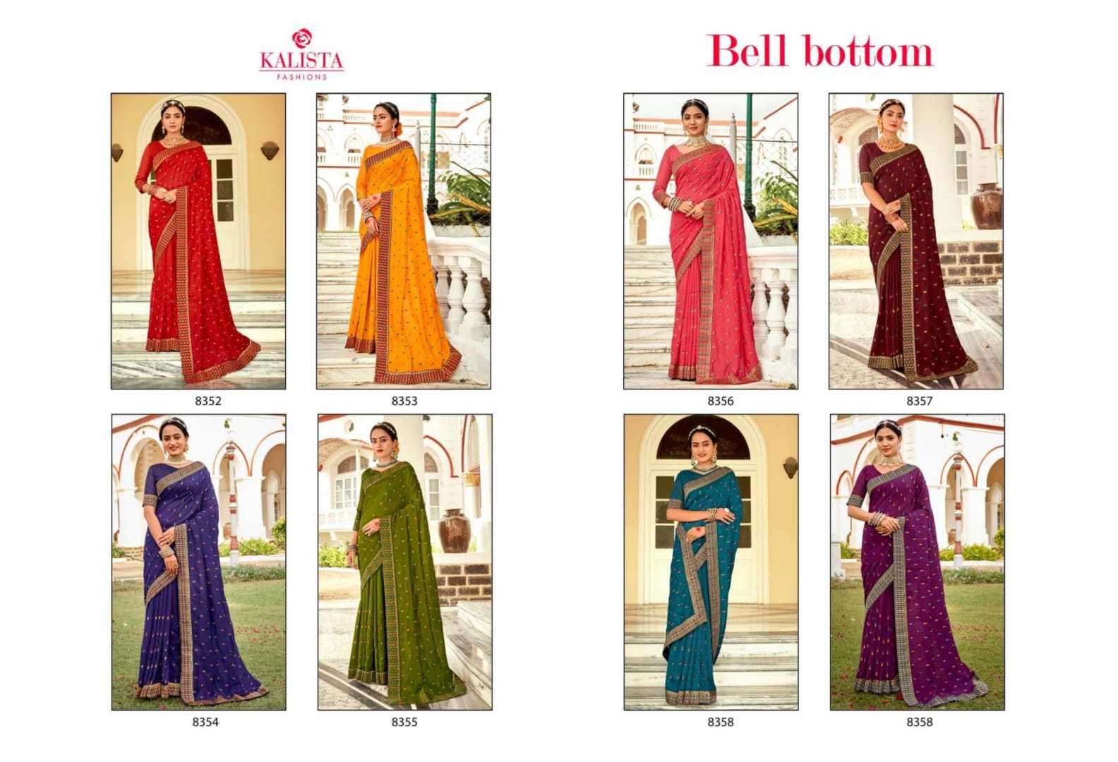 kalista fashion bell bottom series 8352-8358 vichitra silk saree