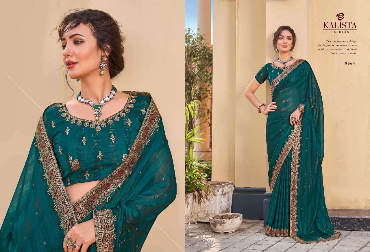 kalista fashion mausam series 9561-9566 Fine zari work saree
