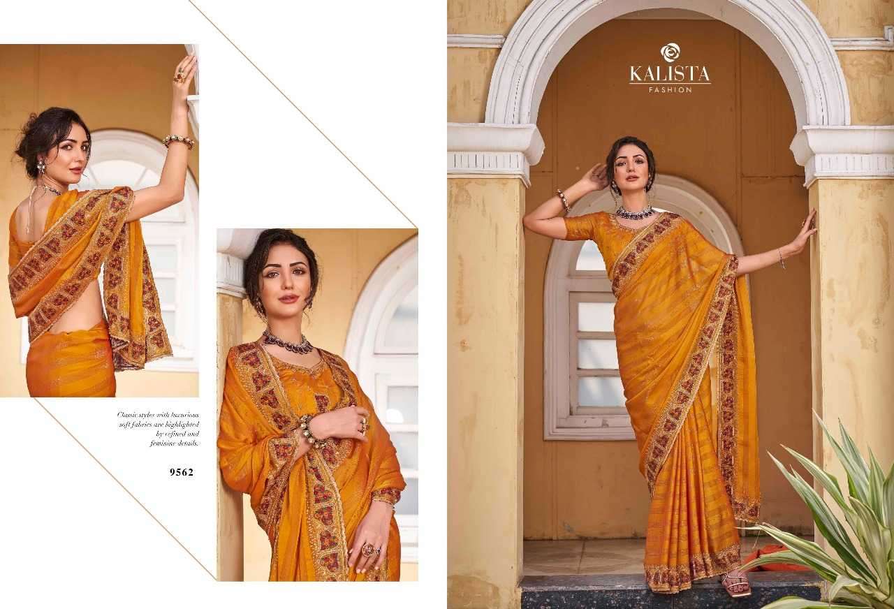 kalista fashion mausam series 9561-9566 Fine zari work saree