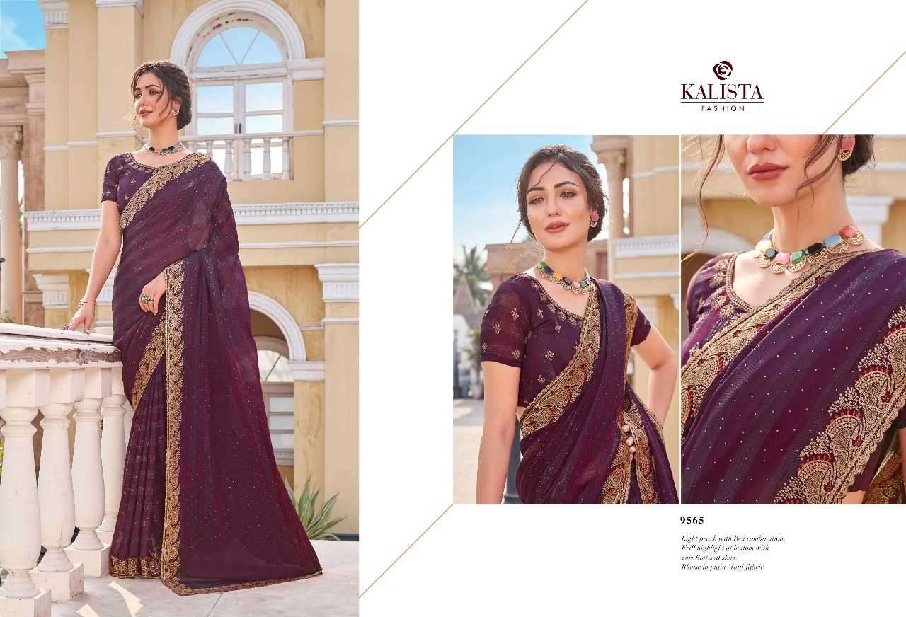 kalista fashion mausam series 9561-9566 Fine zari work saree