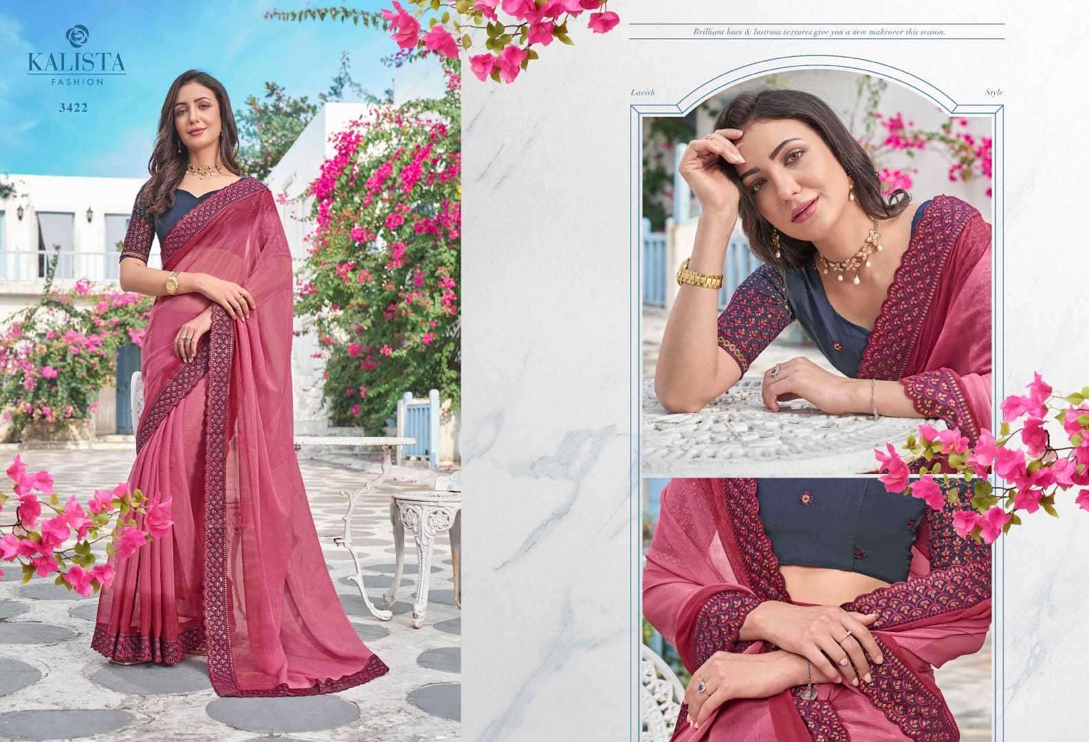kalista fashions resham series 3421-3426 shimmer saree