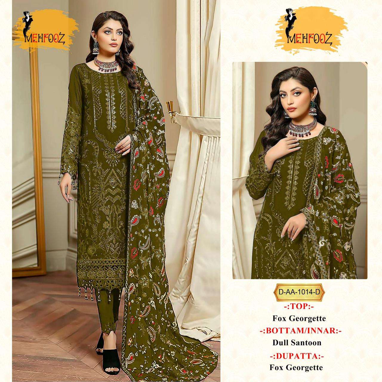 Mehfooz Pakistani Work series 1014 fox Jorjat work Suits