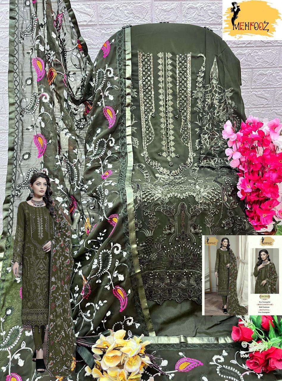 Mehfooz Pakistani Work series 1014 fox Jorjat work Suits