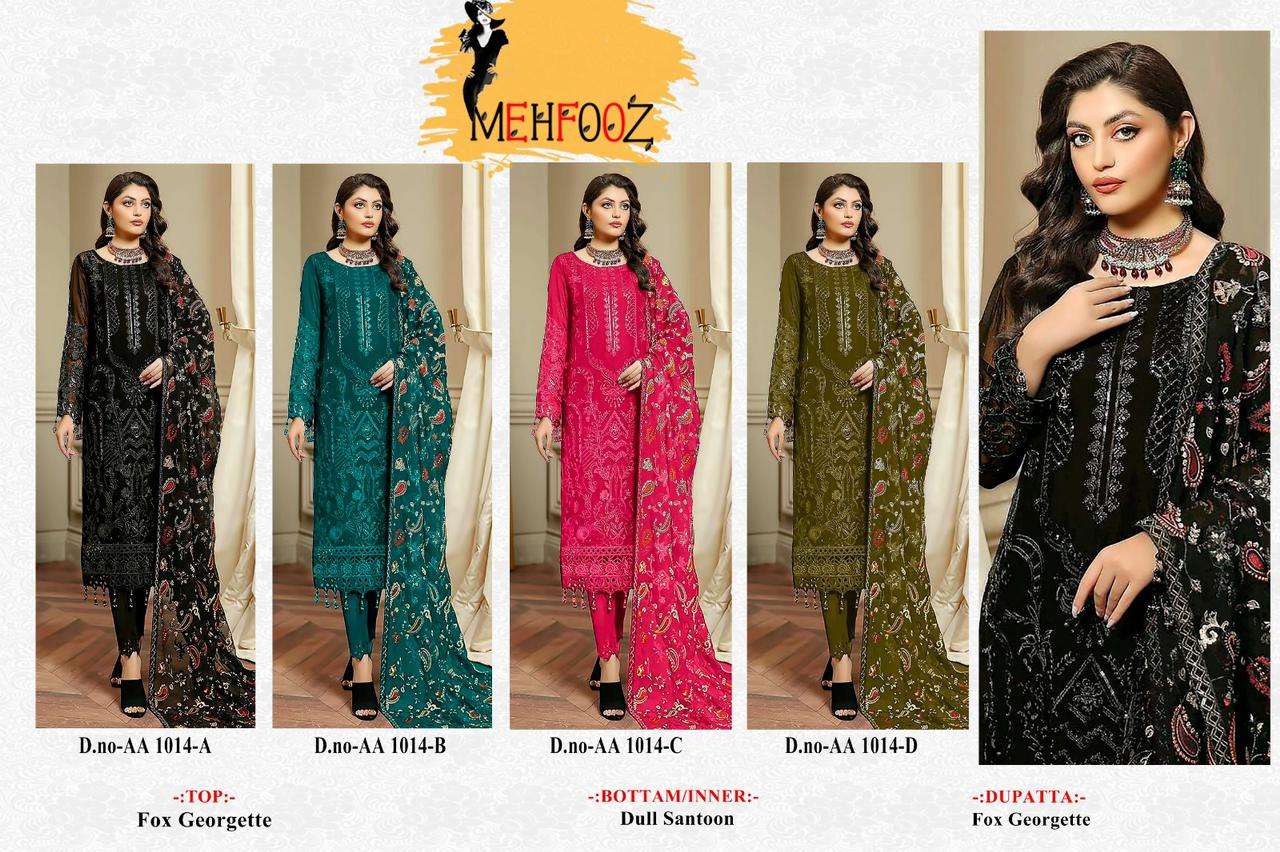 Mehfooz Pakistani Work series 1014 fox Jorjat work Suits