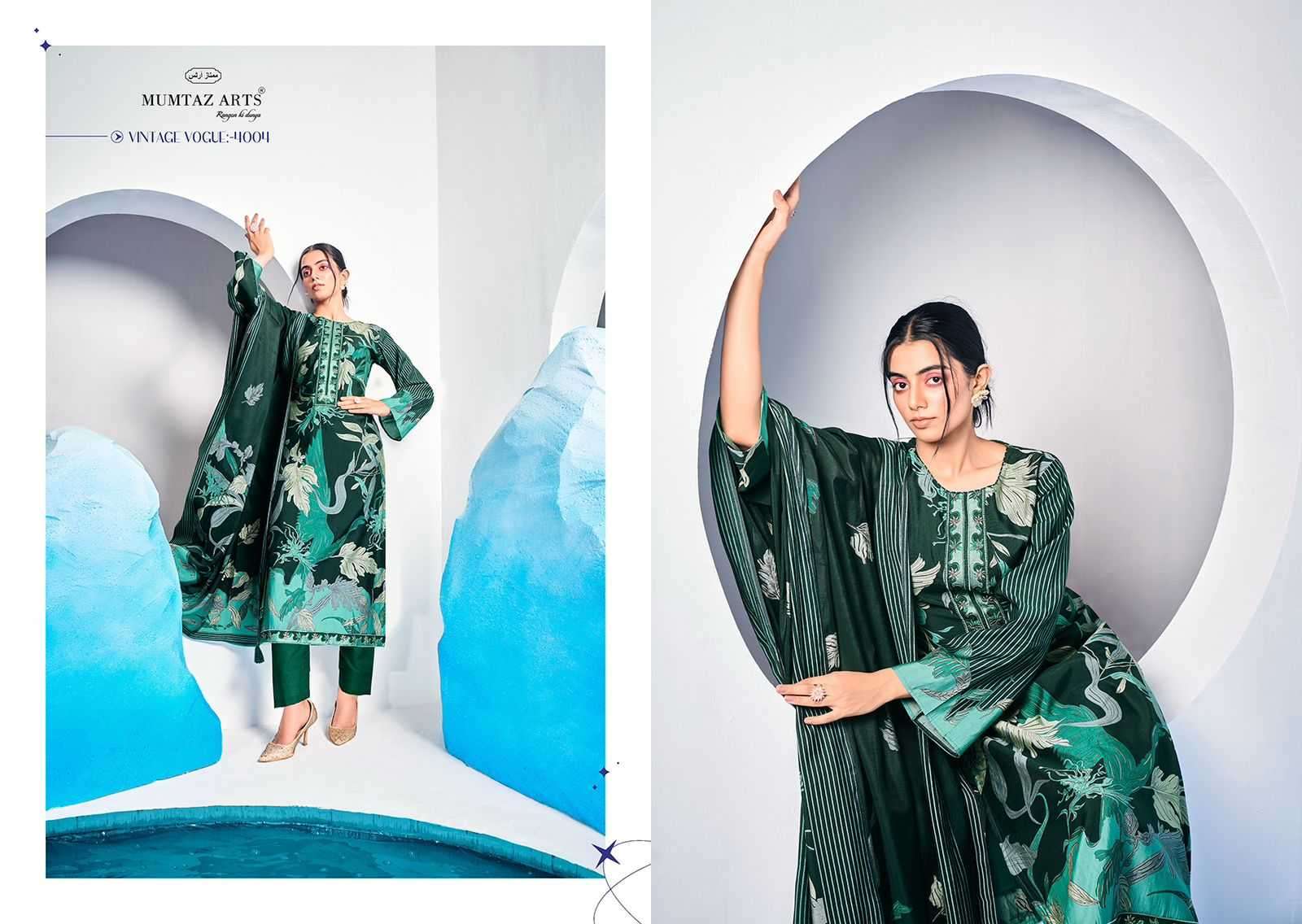 mumtaz arts vintage vogue series 4001-4004 pure viscose muslin suit