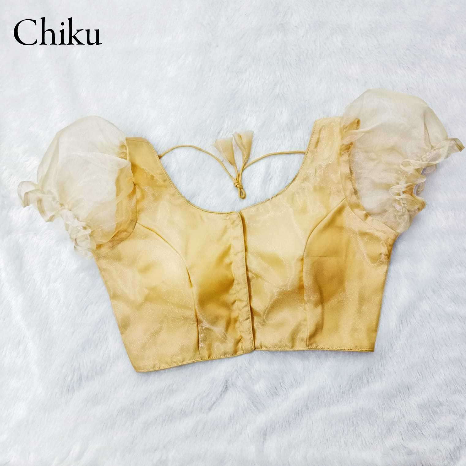 pr organza elastic fancy readymade blouse with balloon sleeve catalog