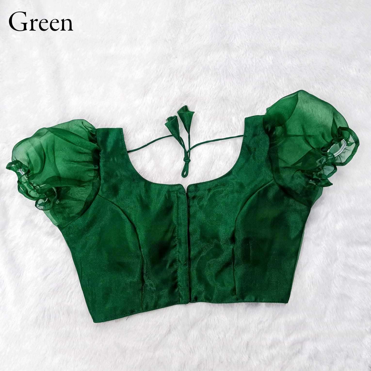 pr organza elastic fancy readymade blouse with balloon sleeve catalog
