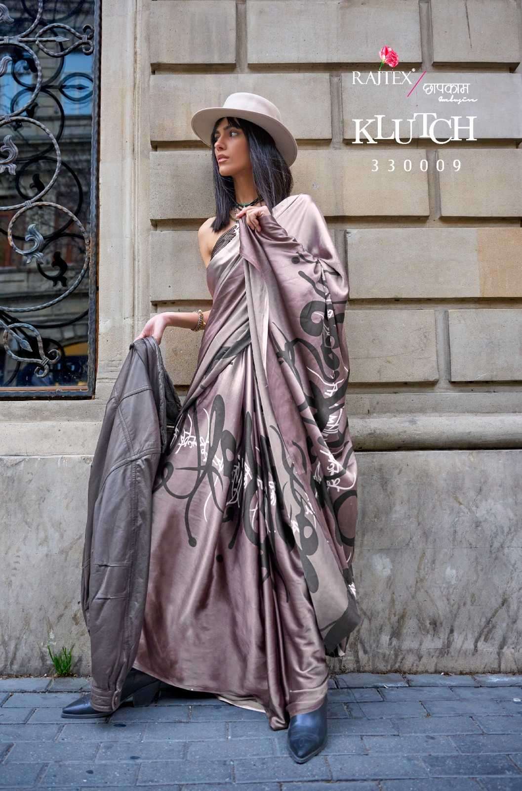 rajtex klutch 330009 colors japan satin print sarees