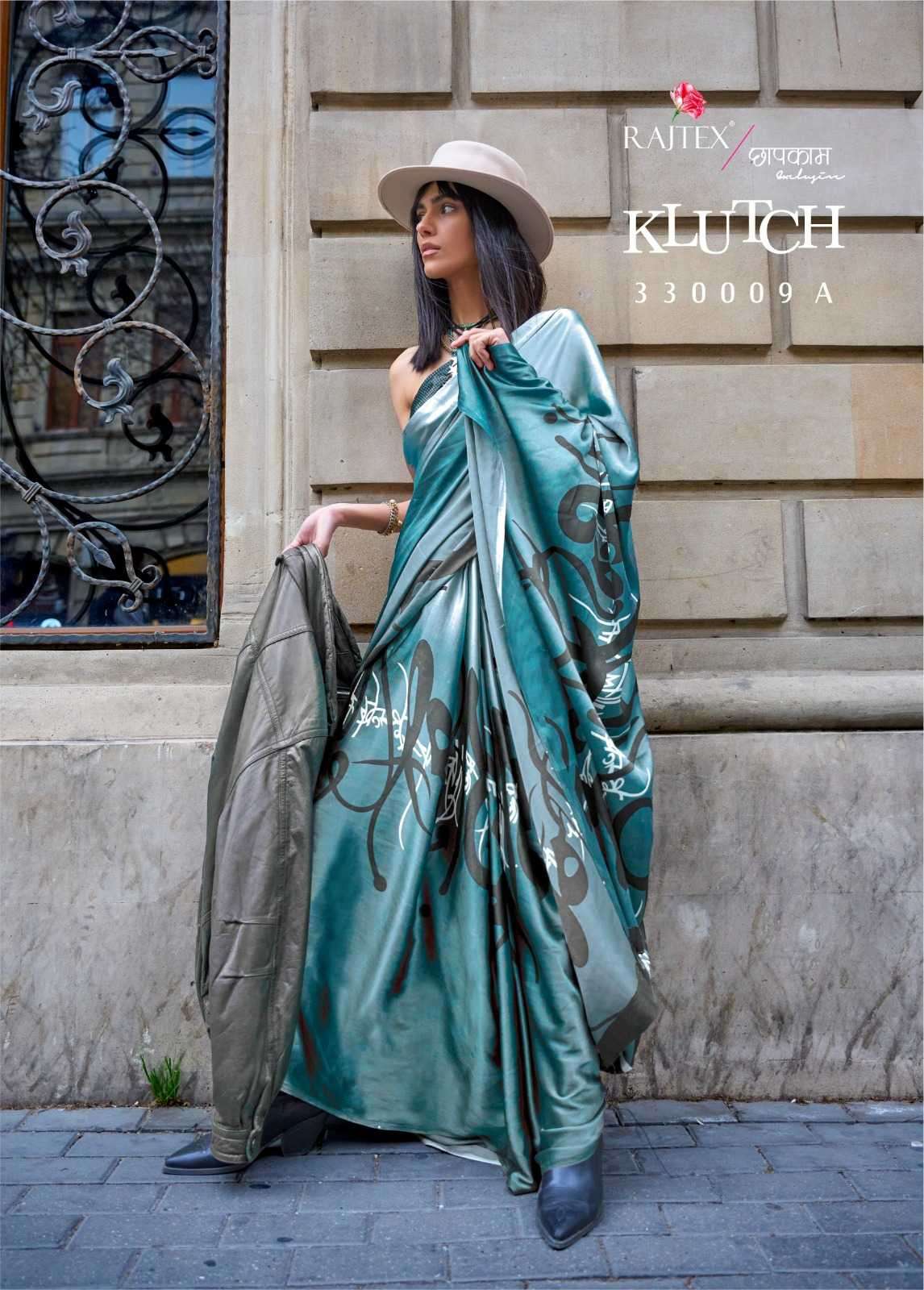 rajtex klutch 330009 colors japan satin print sarees
