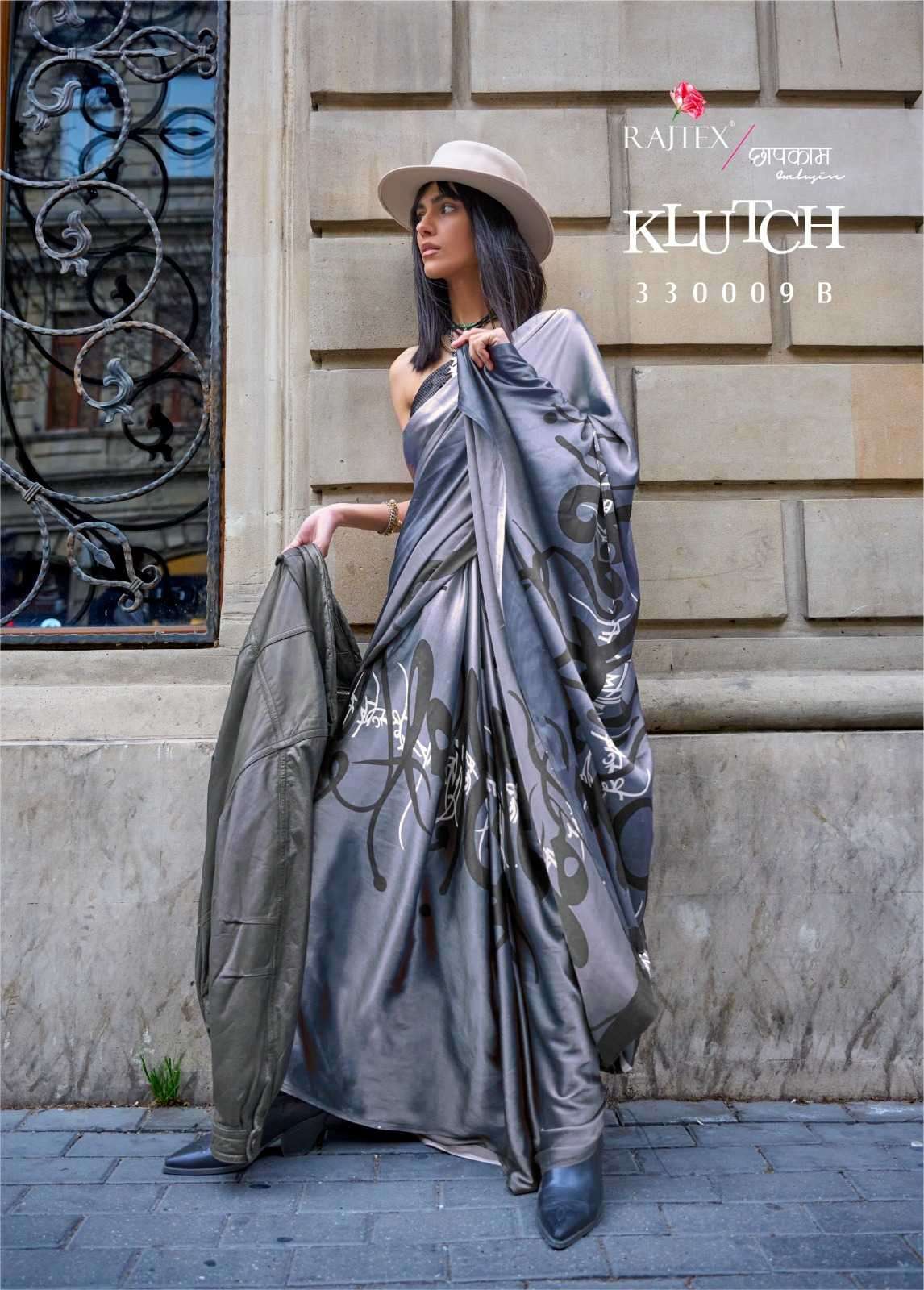 rajtex klutch 330009 colors japan satin print sarees