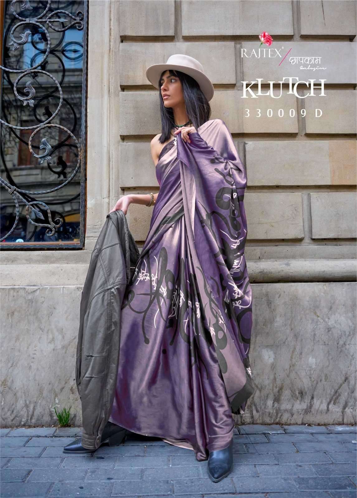 rajtex klutch 330009 colors japan satin print sarees