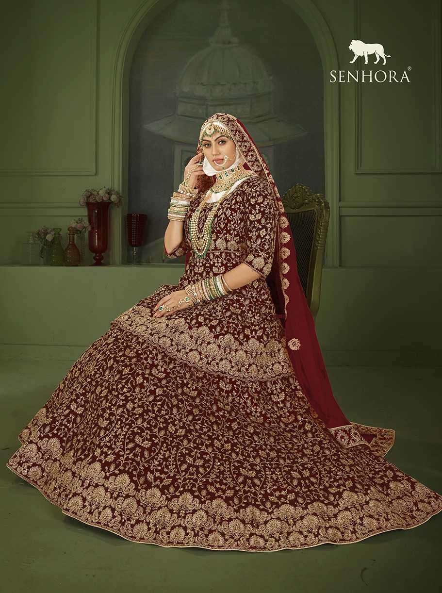 senhora peplum bridal heritage vol 8 series 2020-2021 9000 Heavy Velvet lehenga suit