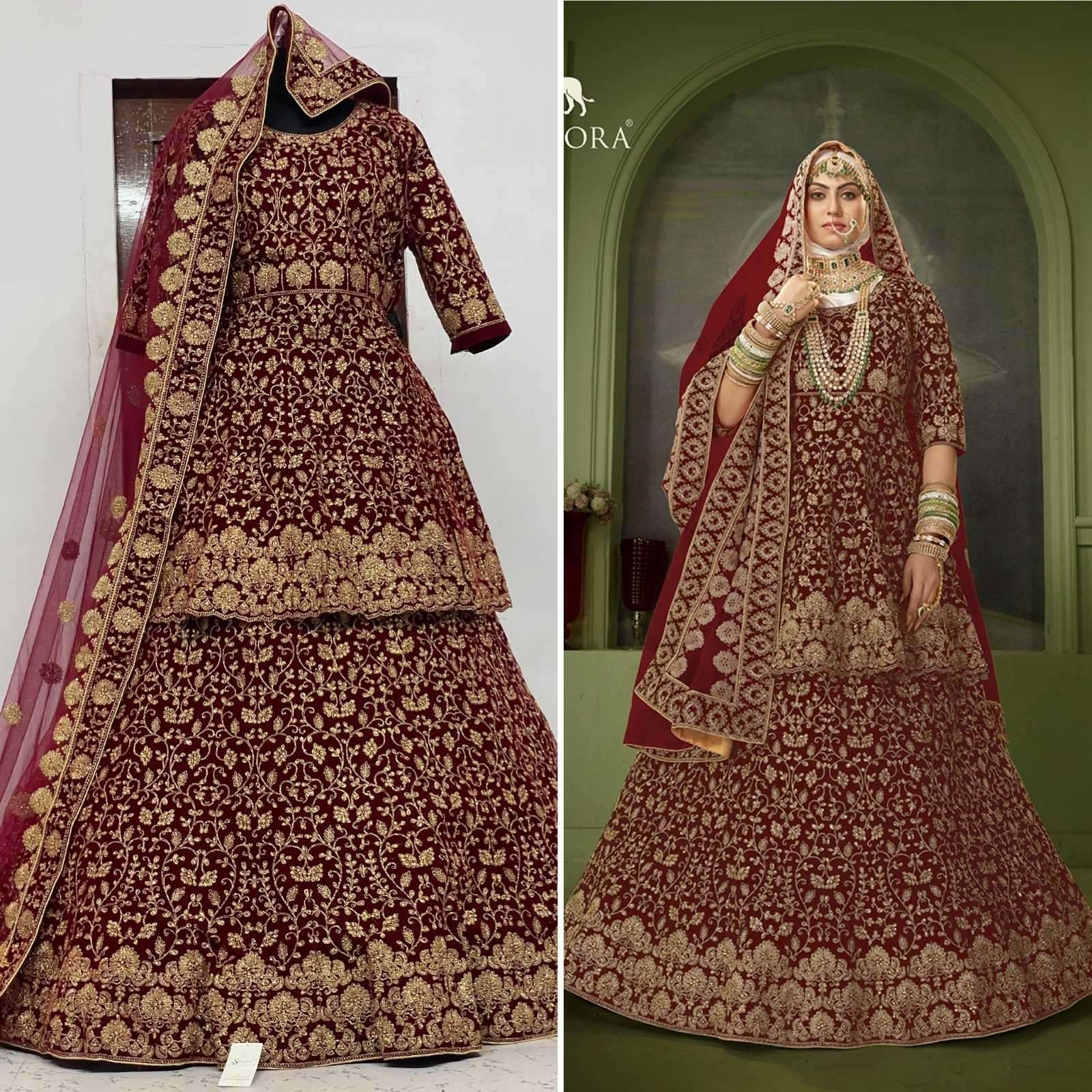 senhora peplum bridal heritage vol 8 series 2020-2021 9000 Heavy Velvet lehenga suit