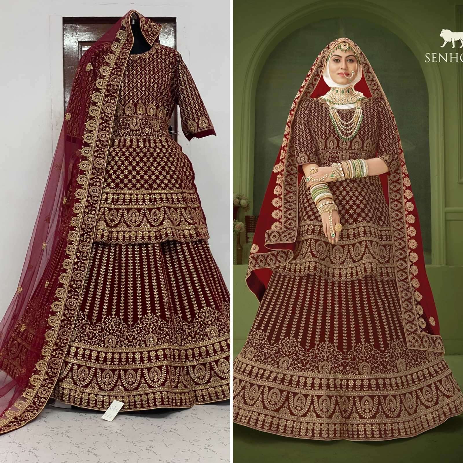 senhora peplum bridal heritage vol 8 series 2020-2021 9000 Heavy Velvet lehenga suit