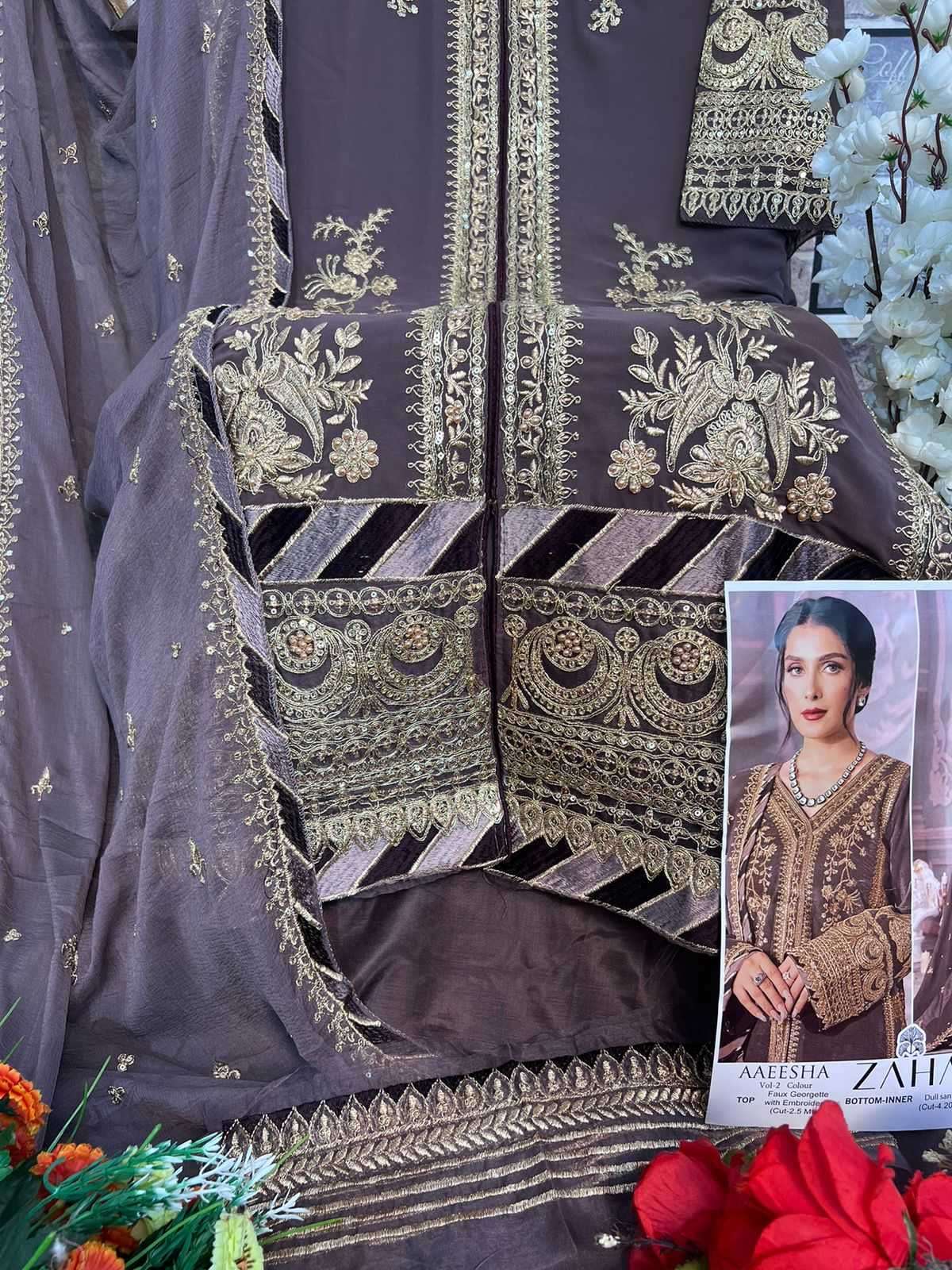 zaha aaeesha vol 2 10119 tuvw hit colors georgette suit 
