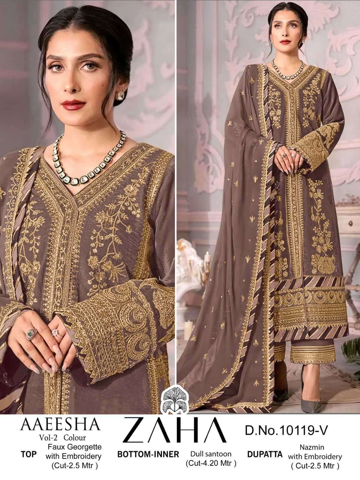 zaha aaeesha vol 2 10119 tuvw hit colors georgette suit 