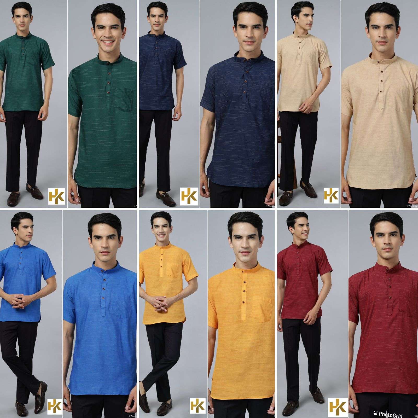 Desi boys Short Sleeves Khadhi kurta with pocket in 6 colors