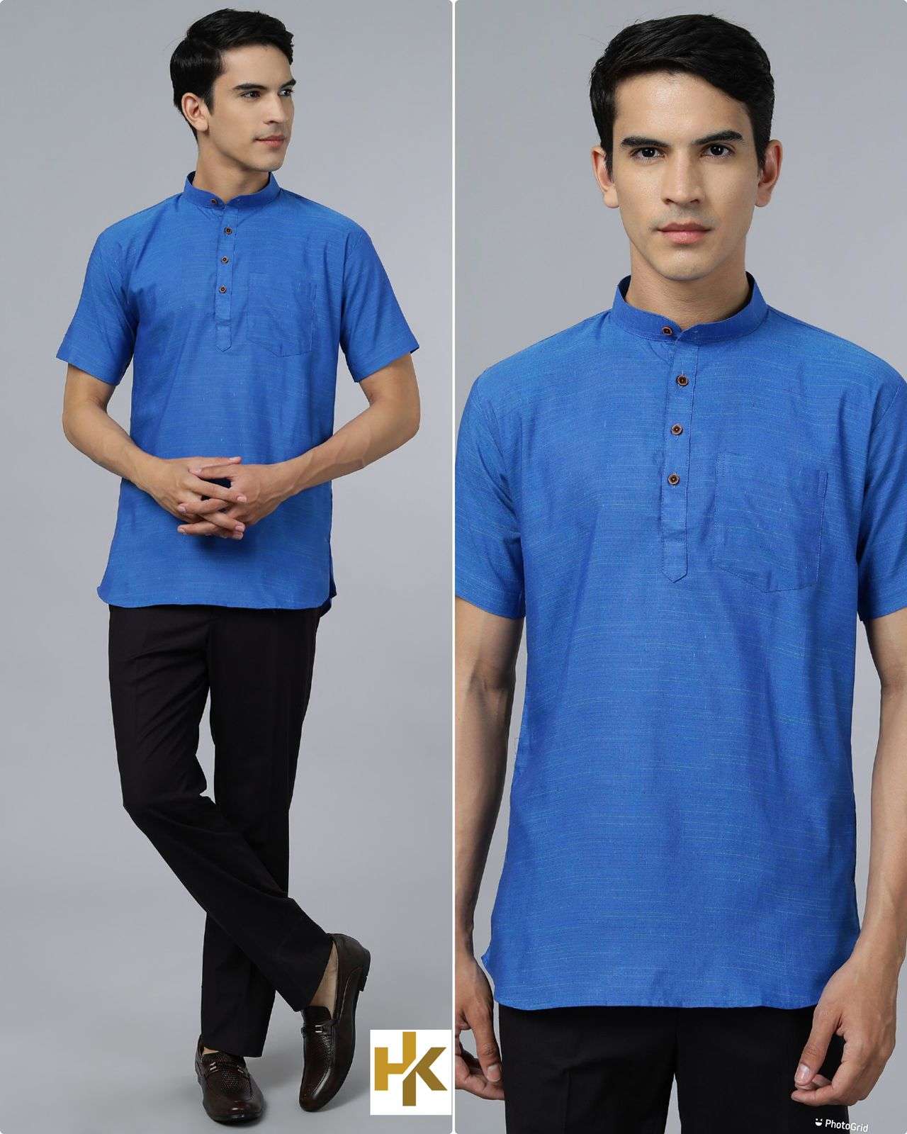Desi boys Short Sleeves Khadhi kurta with pocket in 6 colors