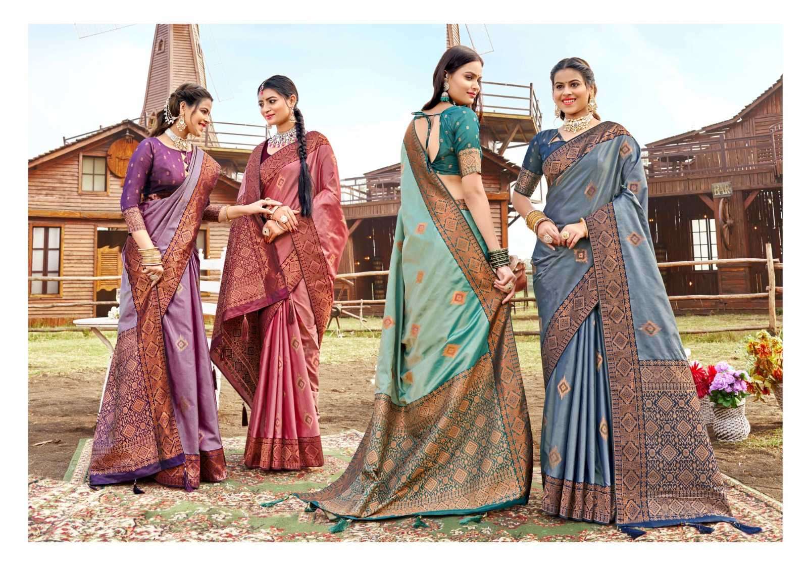 KHUSIYA BY LIFESTYLE SILK UNSTICHED SAREES WHOLESALE 6 PCS