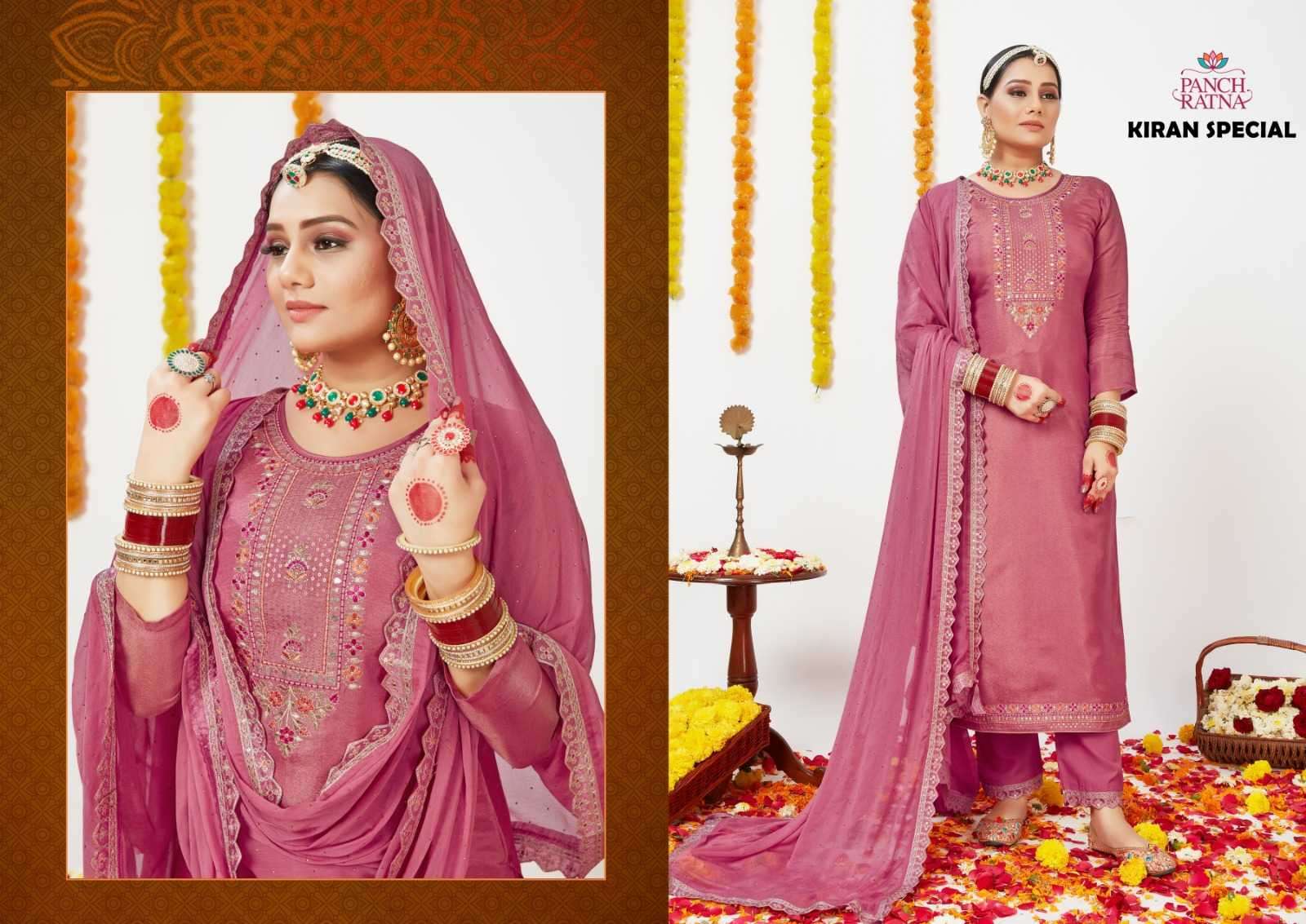 panch ratna kiran Pure Organza Shimar Silk With Jaipuri Work & Slive Work suit