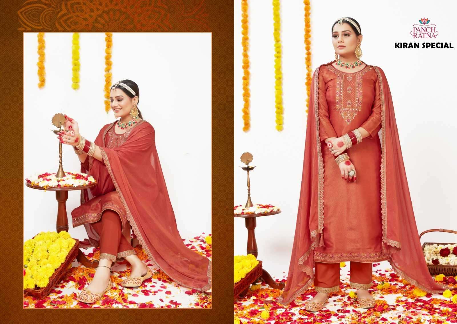 panch ratna kiran Pure Organza Shimar Silk With Jaipuri Work & Slive Work suit