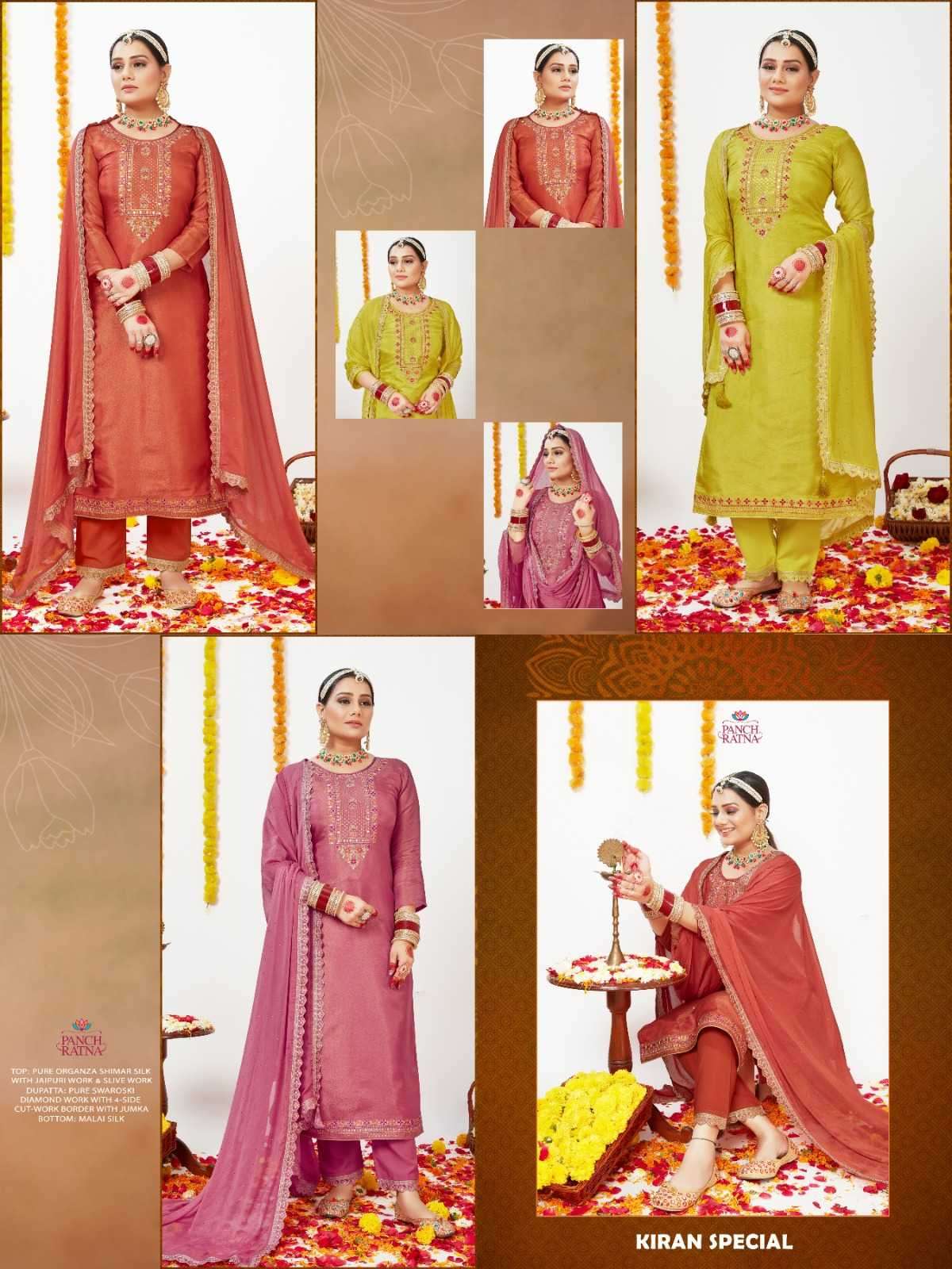 panch ratna kiran Pure Organza Shimar Silk With Jaipuri Work & Slive Work suit