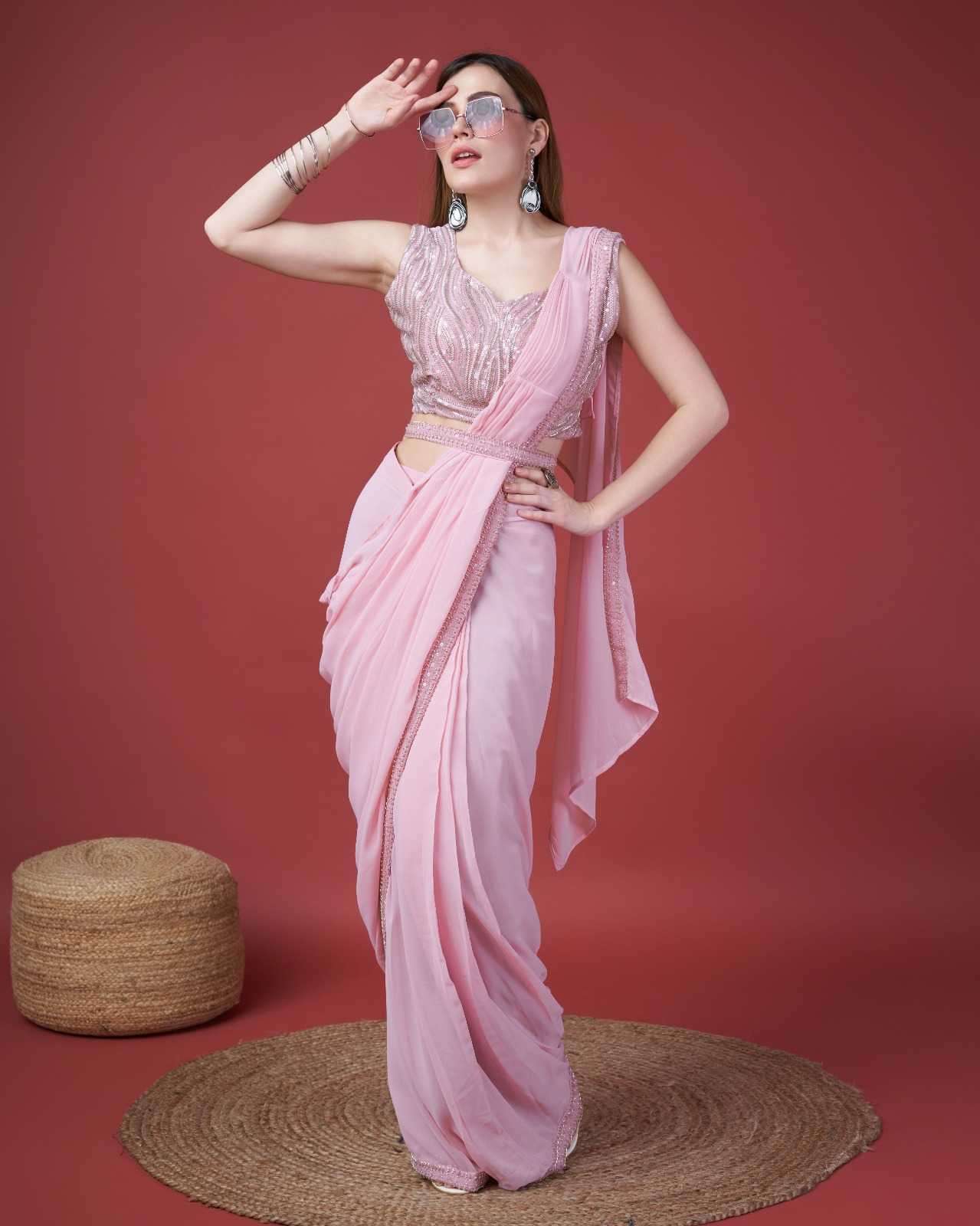 pr a307 designer party wear georgette emboridery work stylish readymade sarees