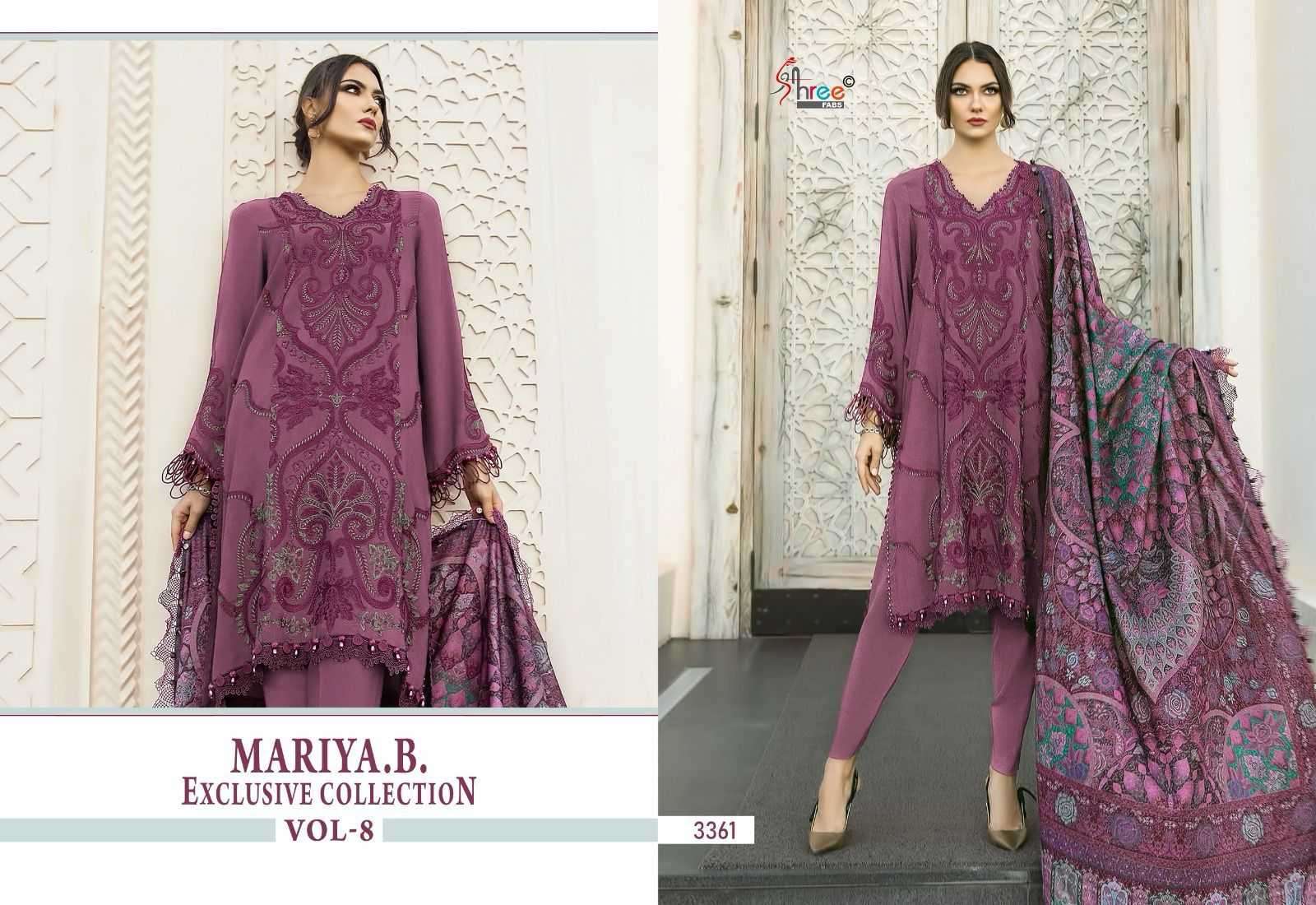 shree fab mariya b exclusive collection vol 8 series 3361-3364 pure rayon cotton suit