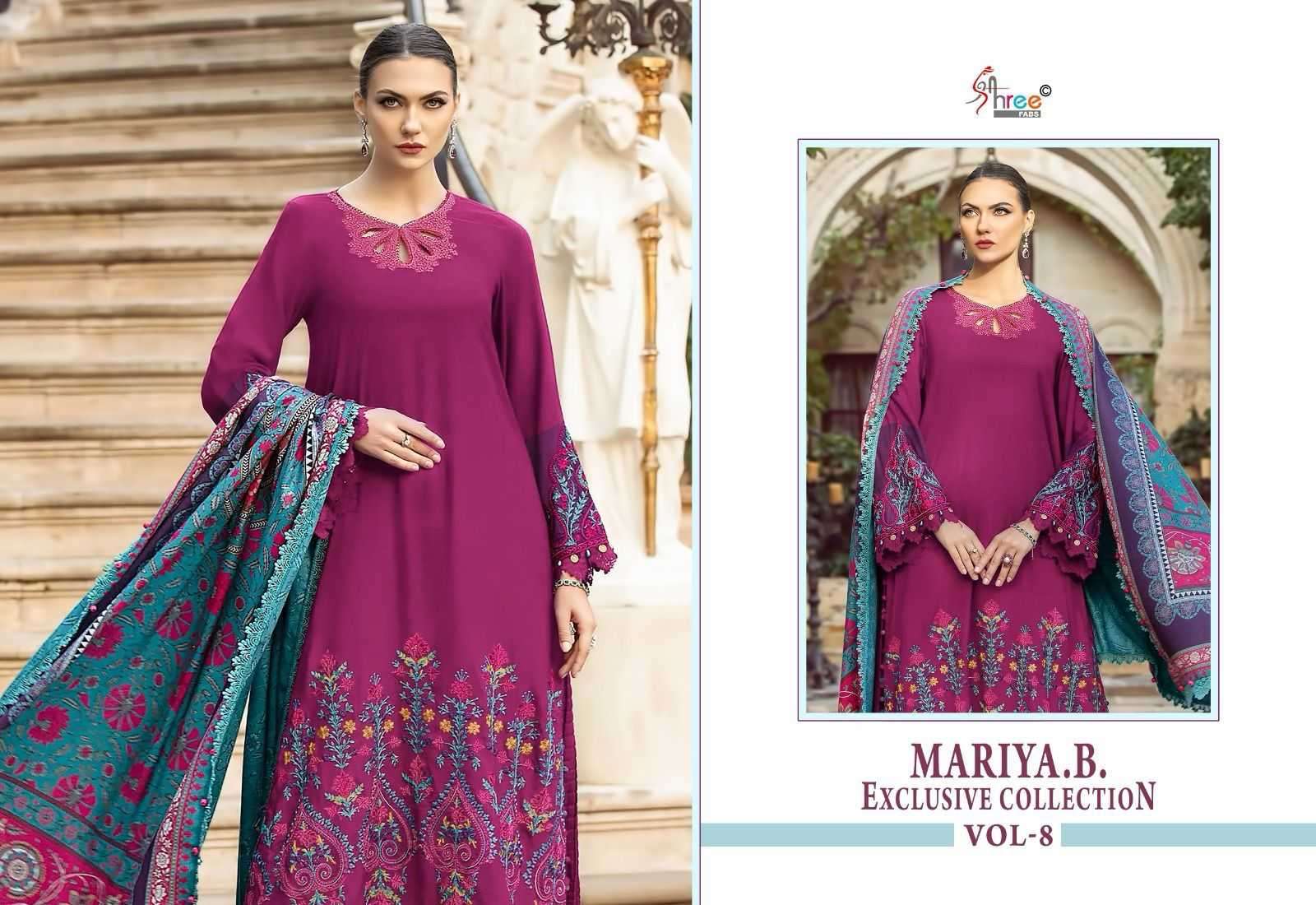 shree fab mariya b exclusive collection vol 8 series 3361-3364 pure rayon cotton suit