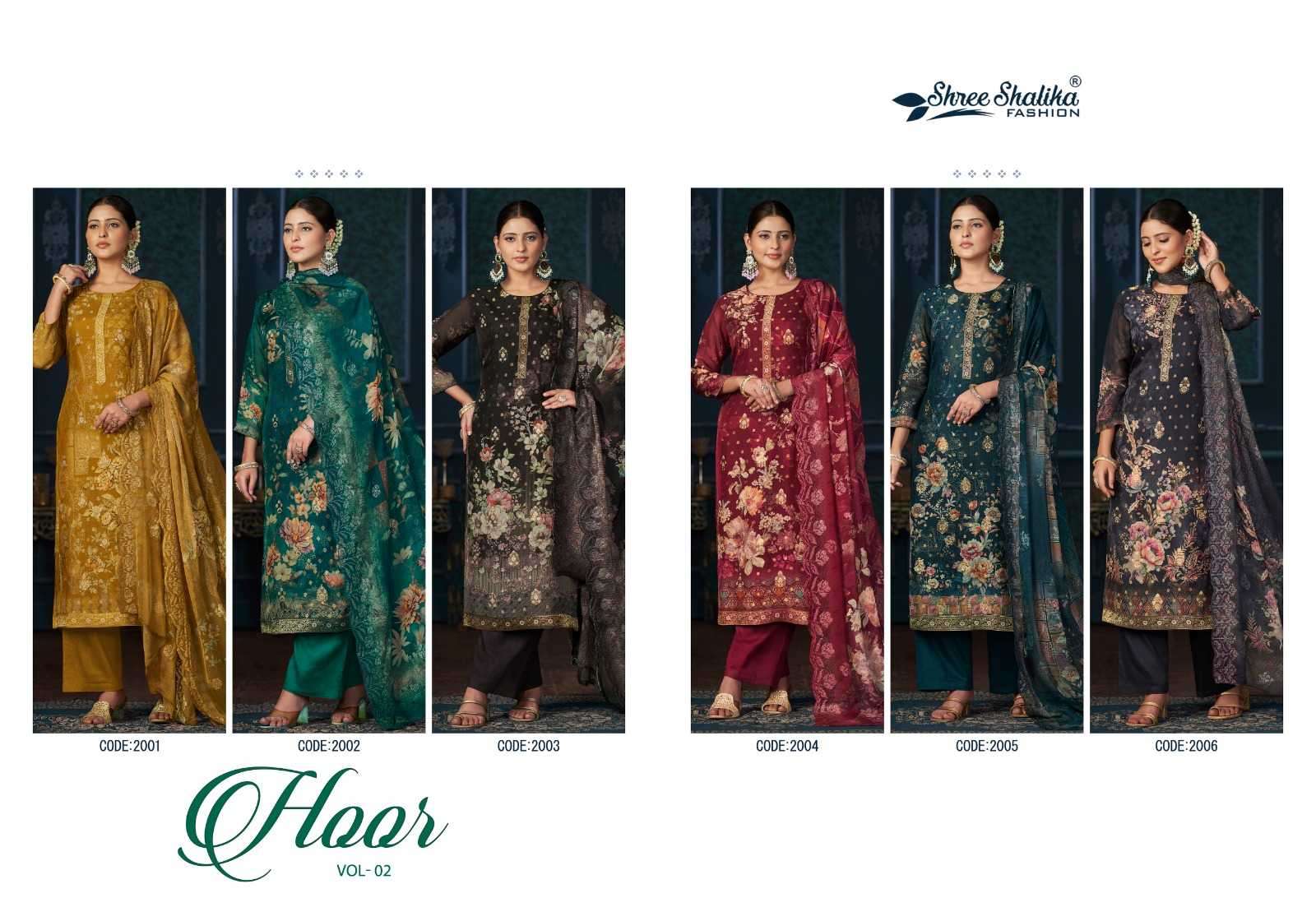 shree shalika fashion hoor vol 2 series 2001-2006 organza jacquard suit 