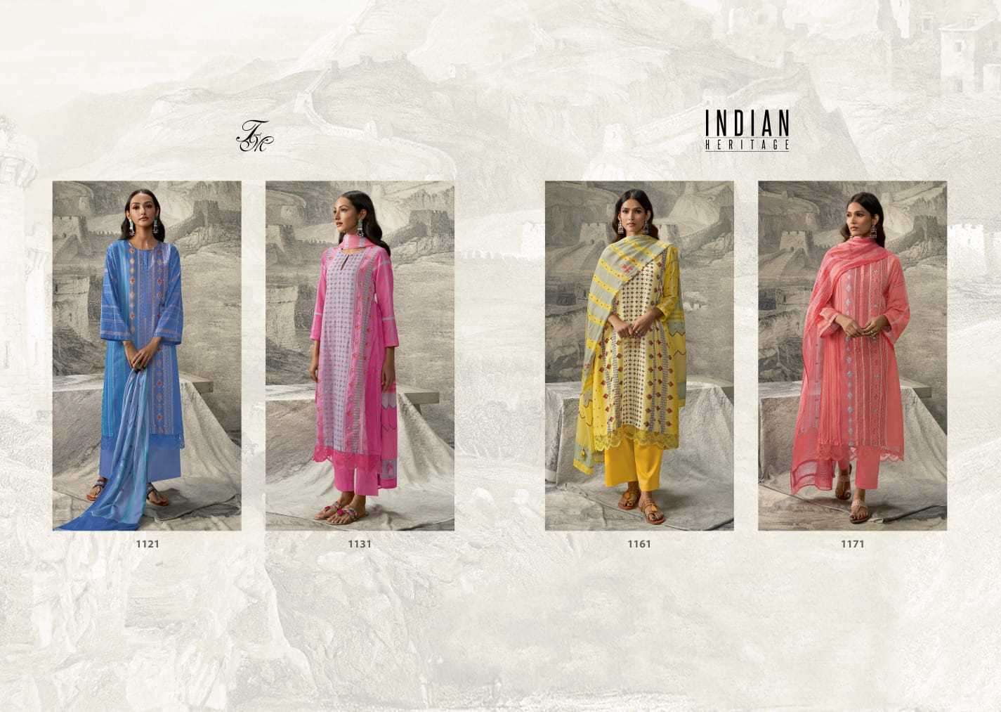 t&m designer indian heritage series 1121-1171 pure linen suit 