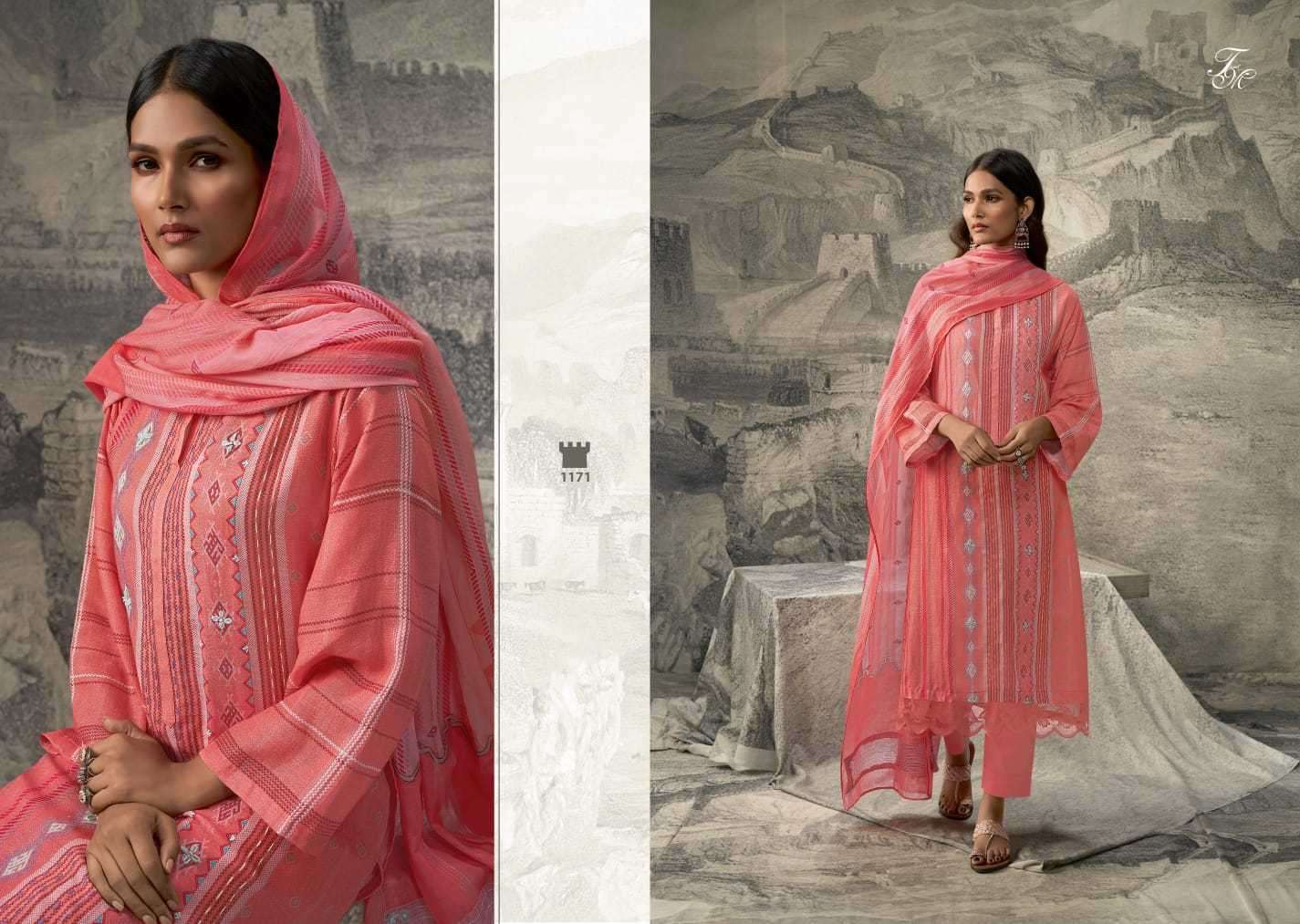 t&m designer indian heritage series 1121-1171 pure linen suit 
