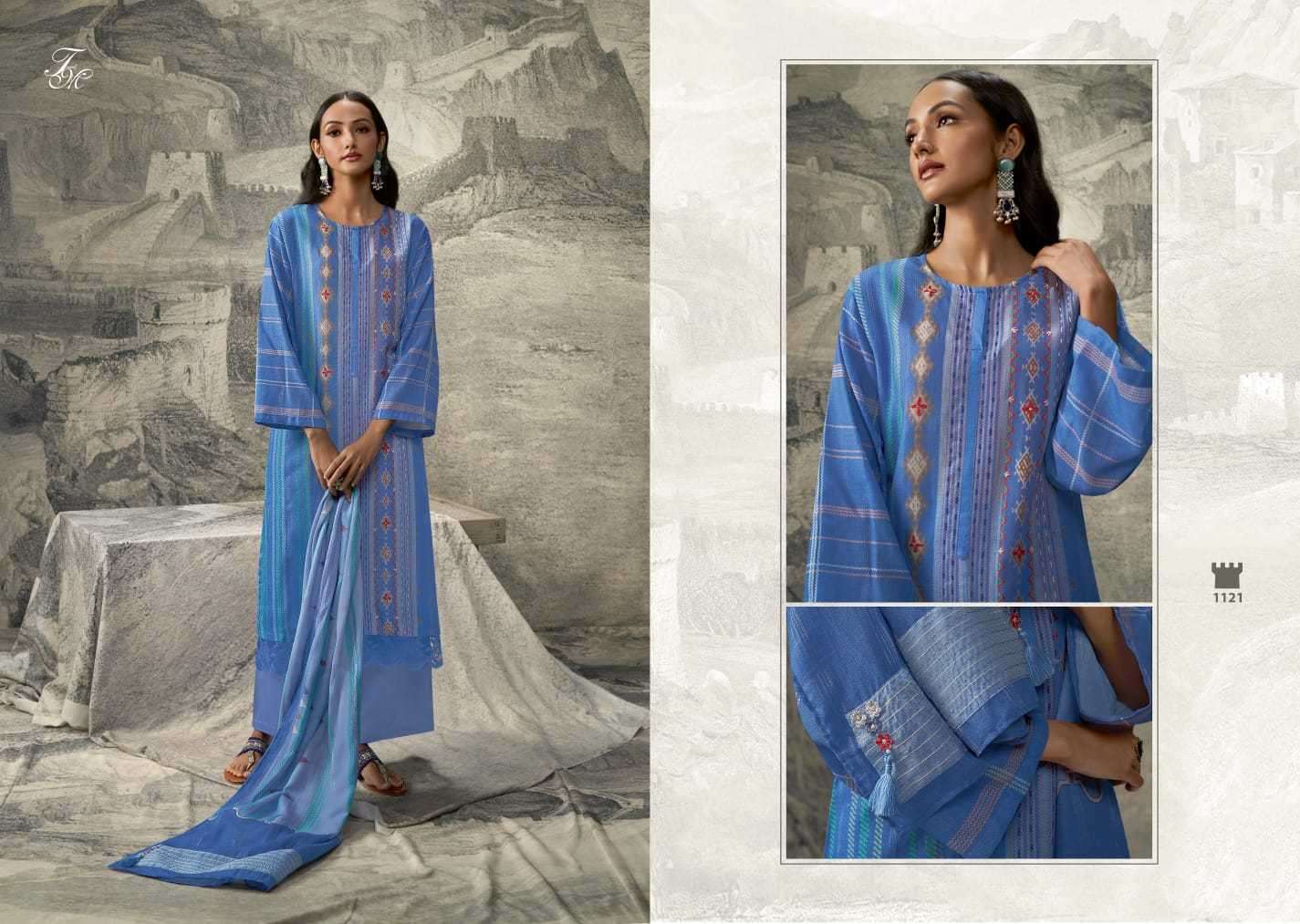 t&m designer indian heritage series 1121-1171 pure linen suit 