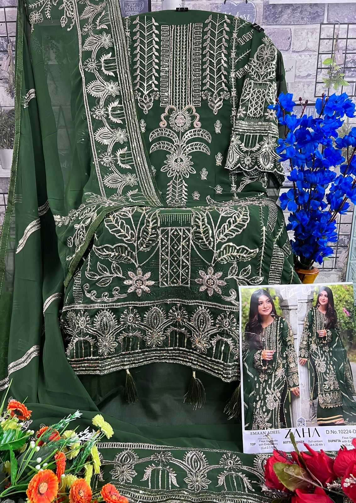 zaha emaan adeel vol 5 10224 abcd hits colors georgette suit 