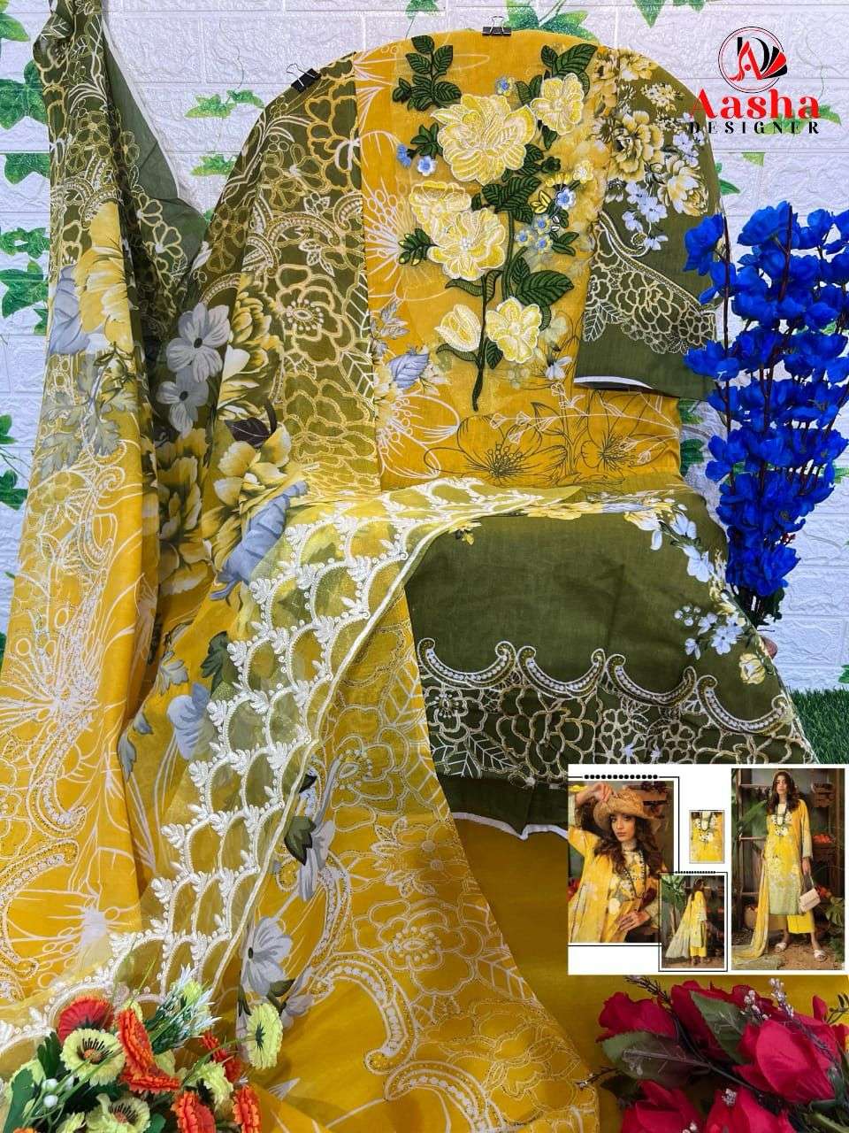 AASHA ADAN LIBAS COLORS 1013 designer pure cotton suit