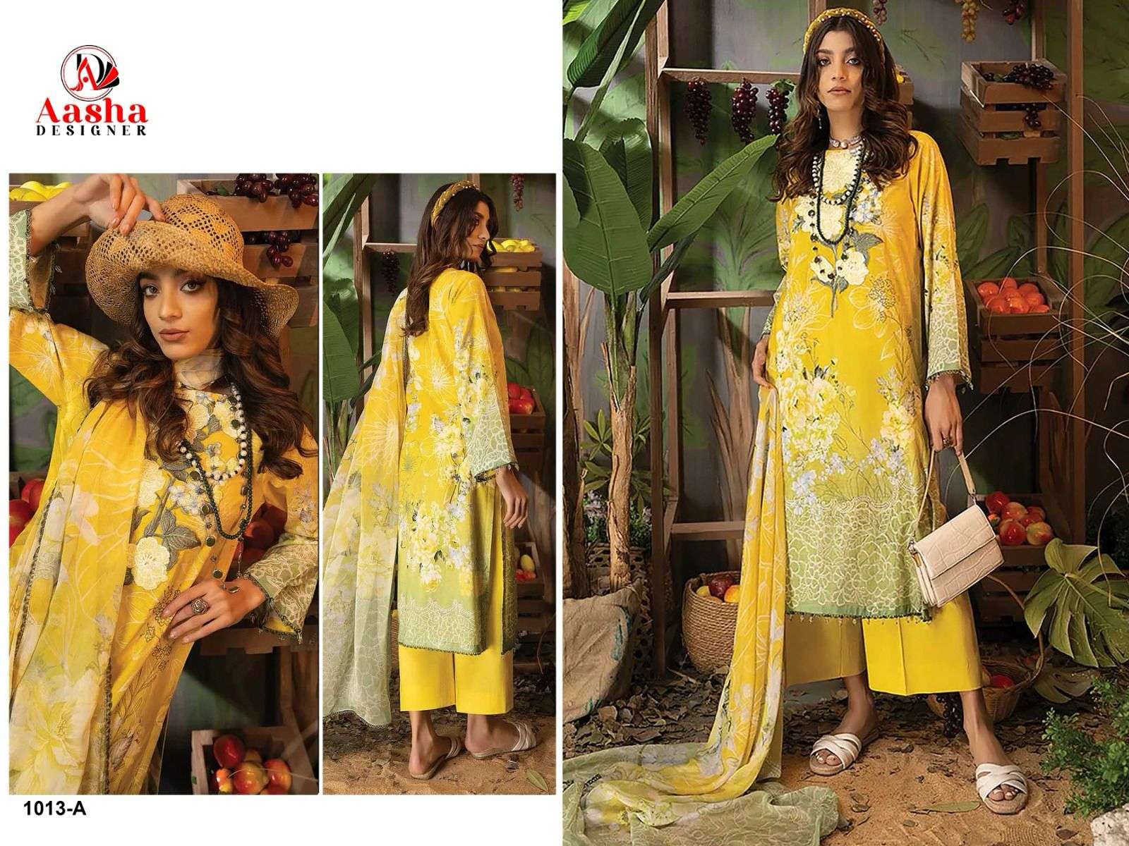 AASHA ADAN LIBAS COLORS 1013 designer pure cotton suit