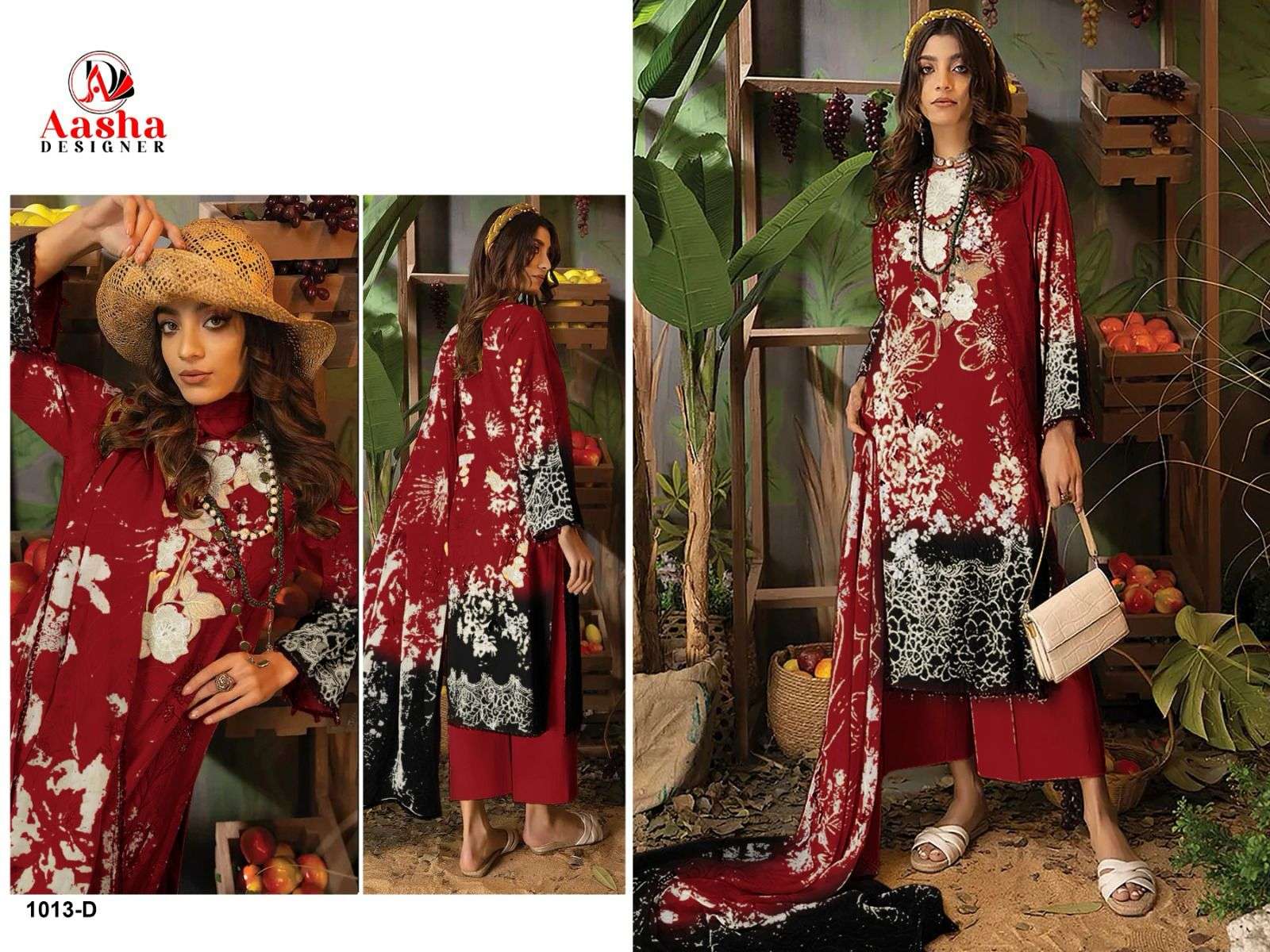 AASHA ADAN LIBAS COLORS 1013 designer pure cotton suit