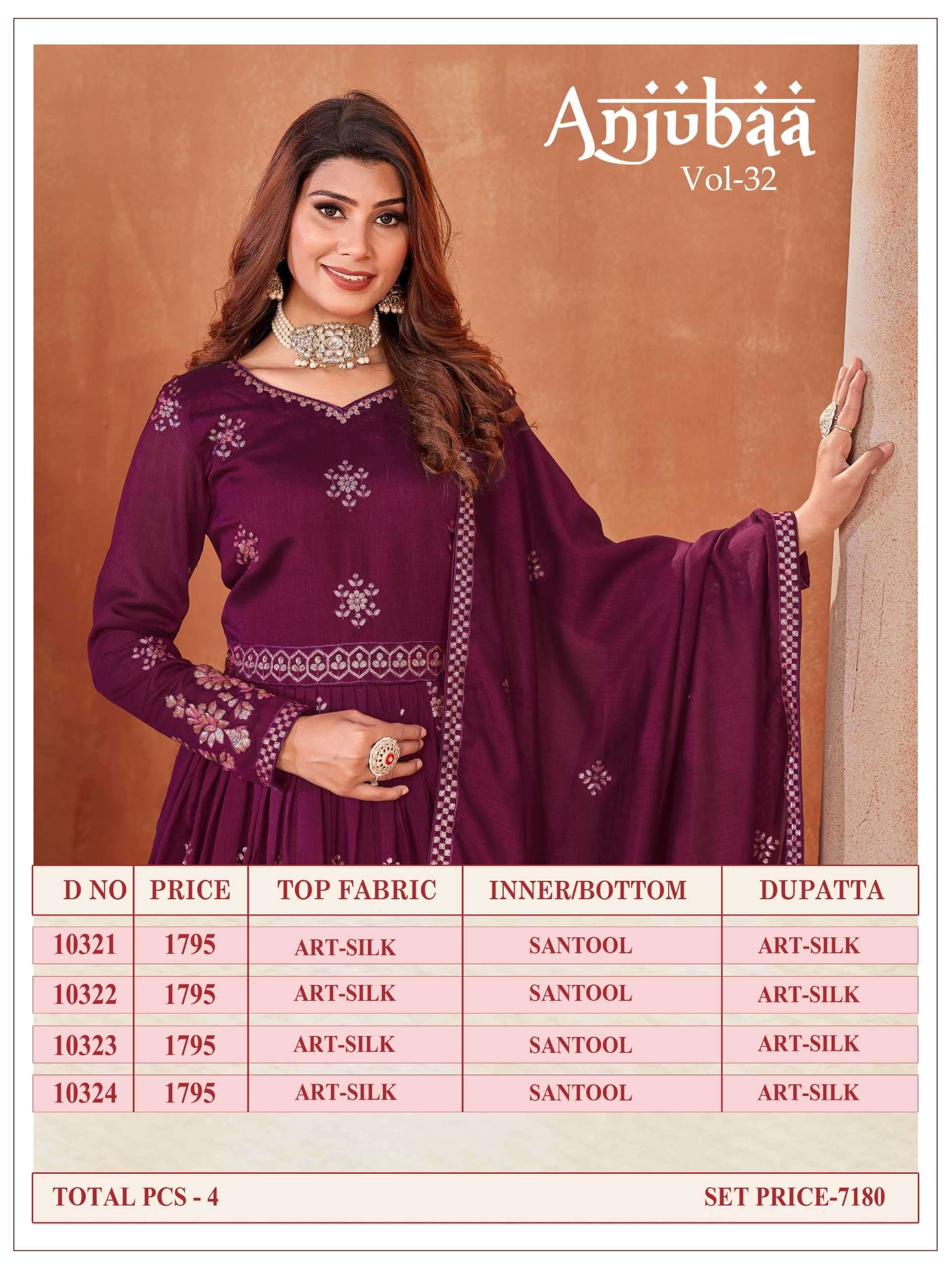 anjubaa vol 32 series 10321-10324 silk suit