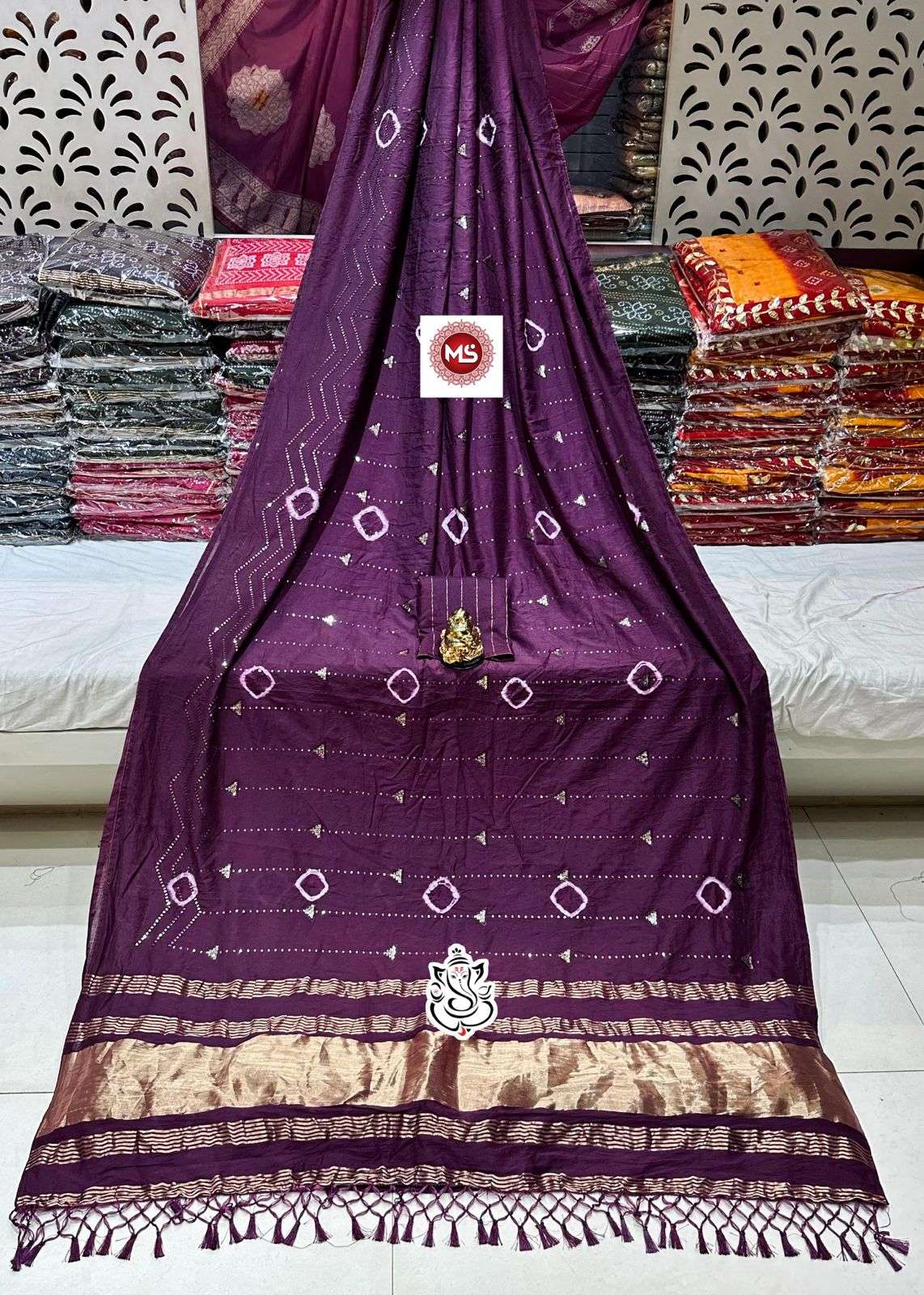 ms brand 0624 designer soft handmade SIBORI cotton silk saree 