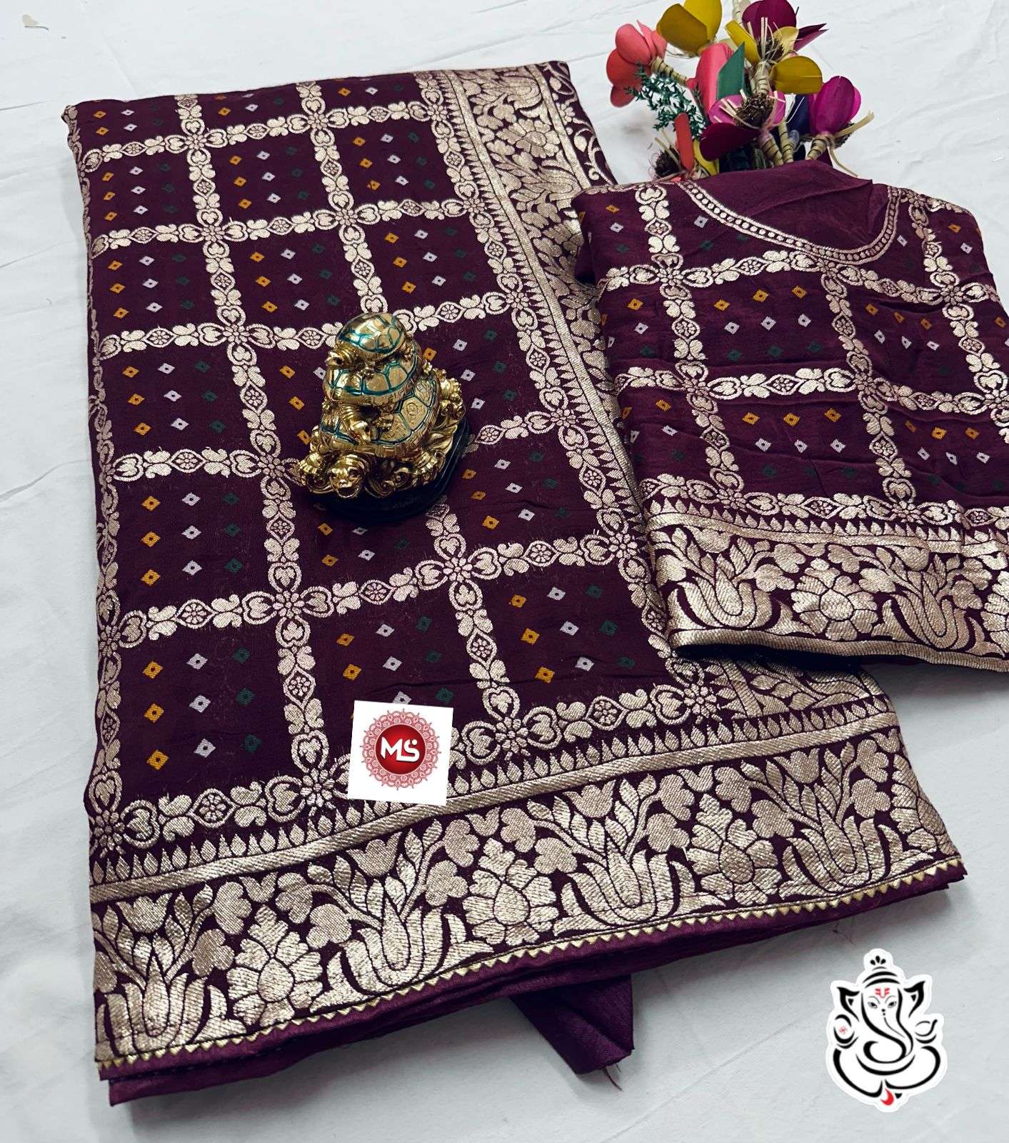 ms Brand 2321 of women choice jari weaving chex & Border saree