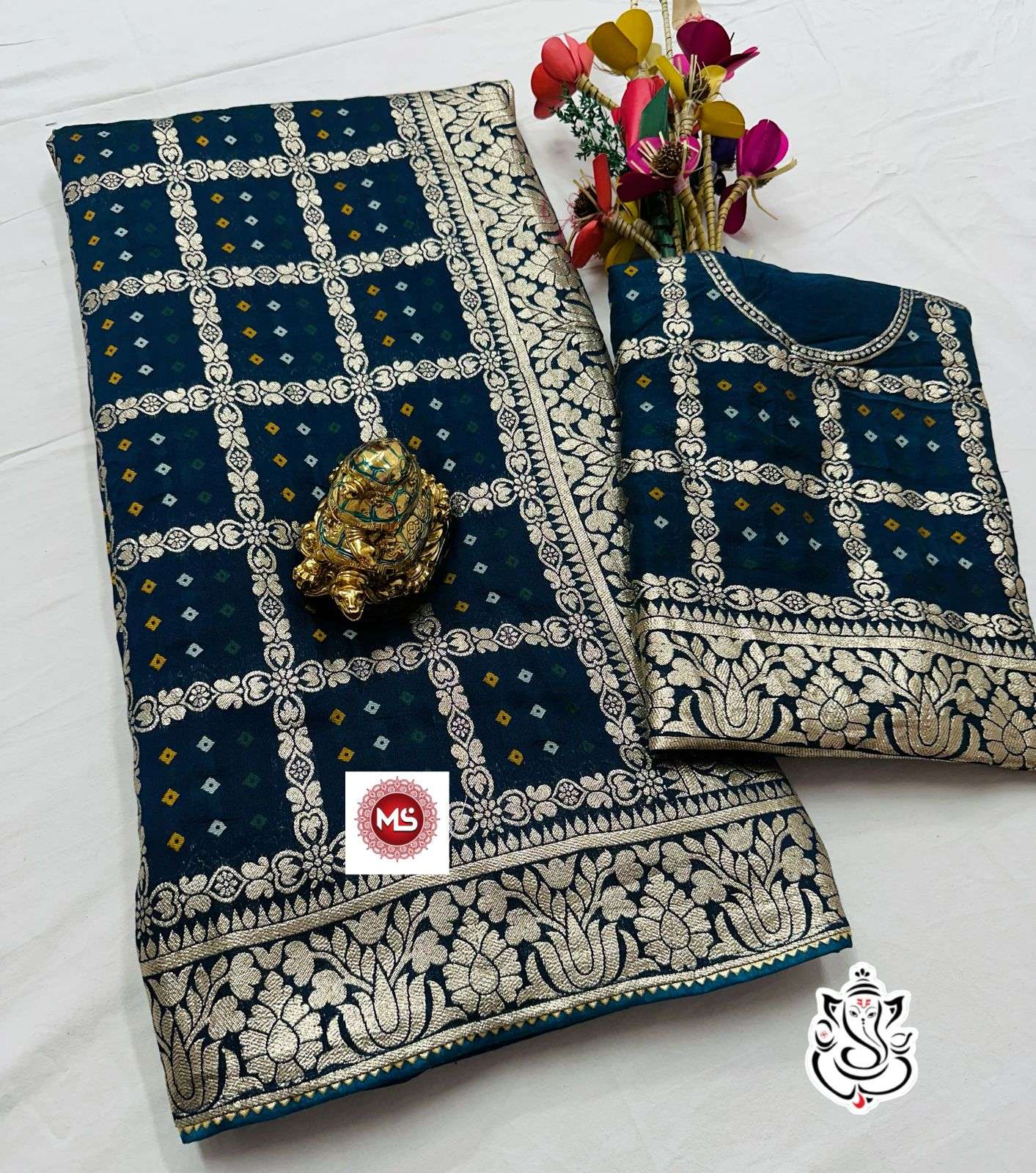 ms Brand 2321 of women choice jari weaving chex & Border saree