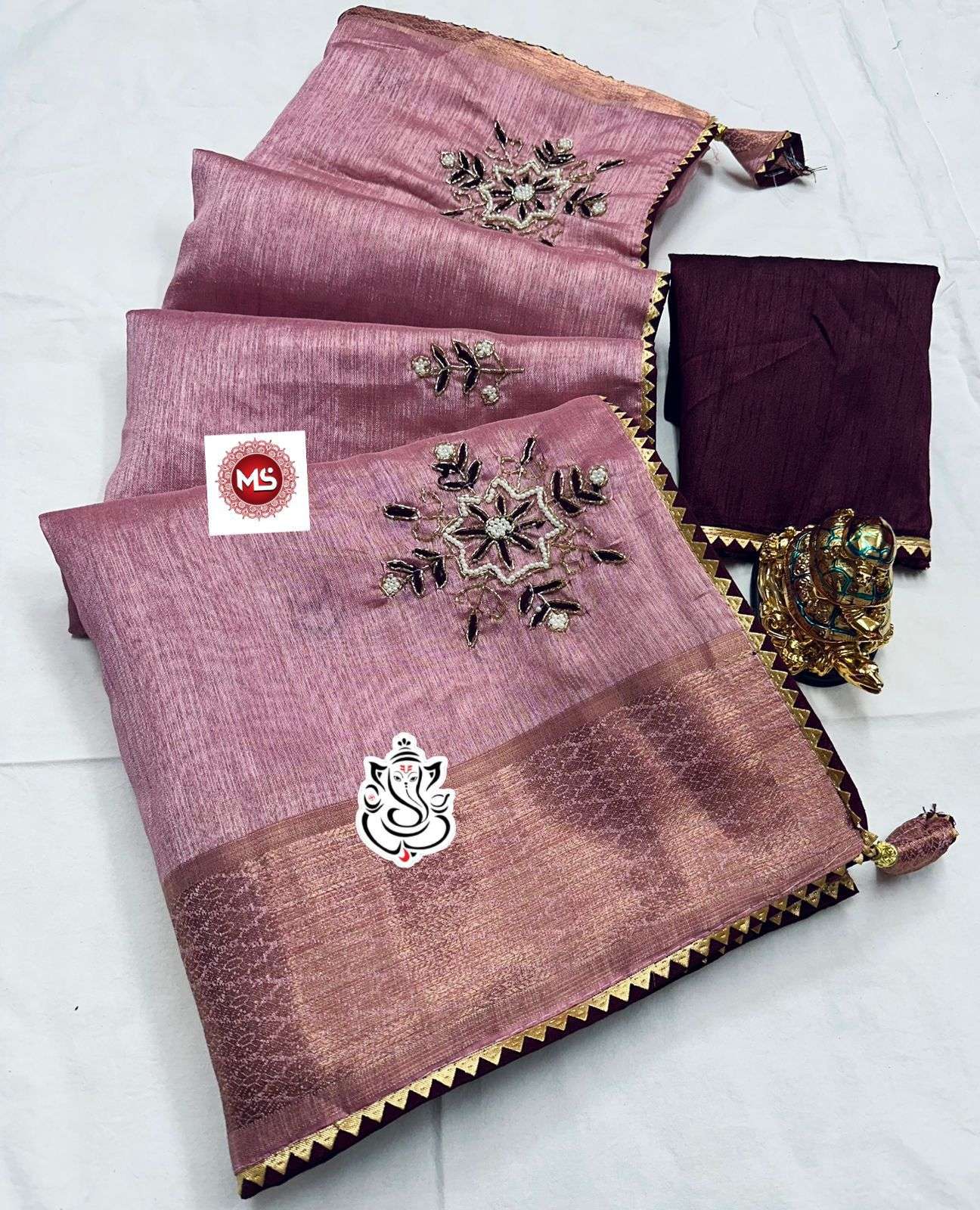 ms brand viewed designer pure soft cotton heavy border saree