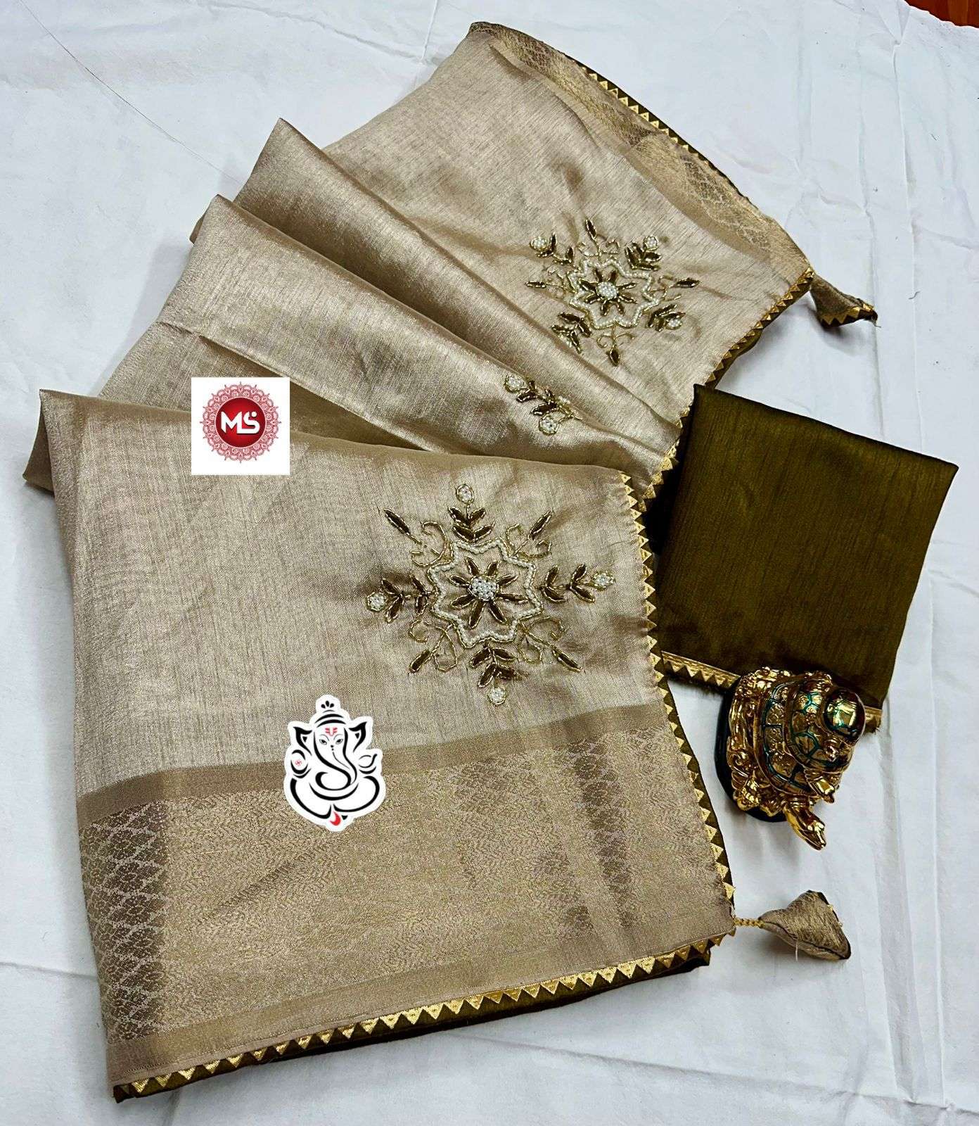 ms brand viewed designer pure soft cotton heavy border saree