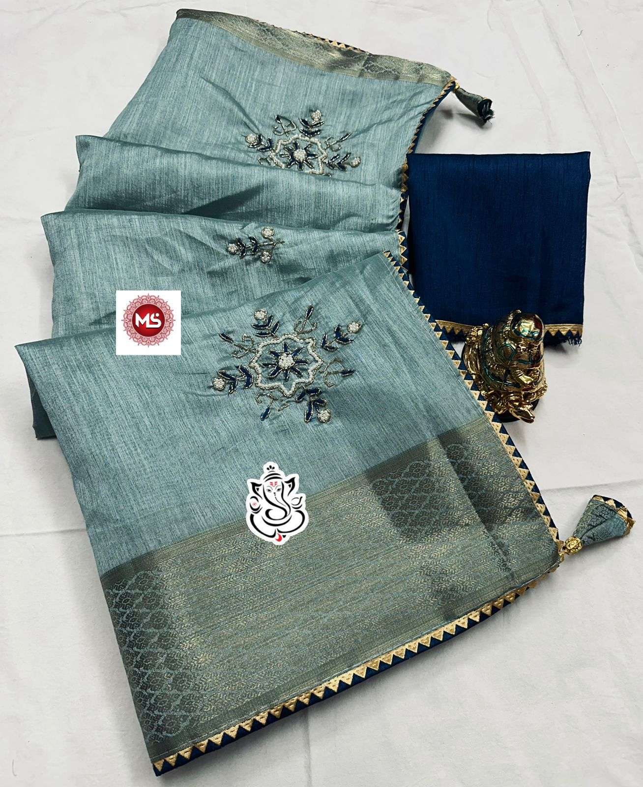 ms brand viewed designer pure soft cotton heavy border saree