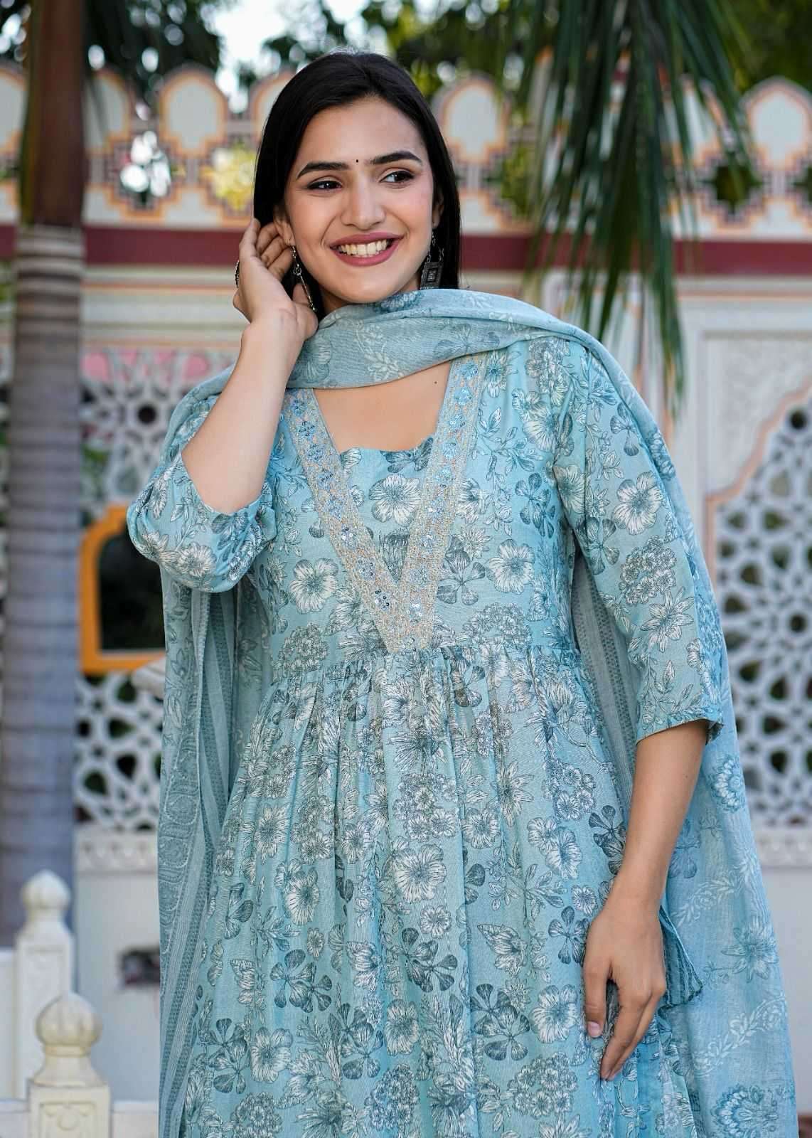pr heritage nyra 3pcs set work adorable readymade nayra cut salwar suit