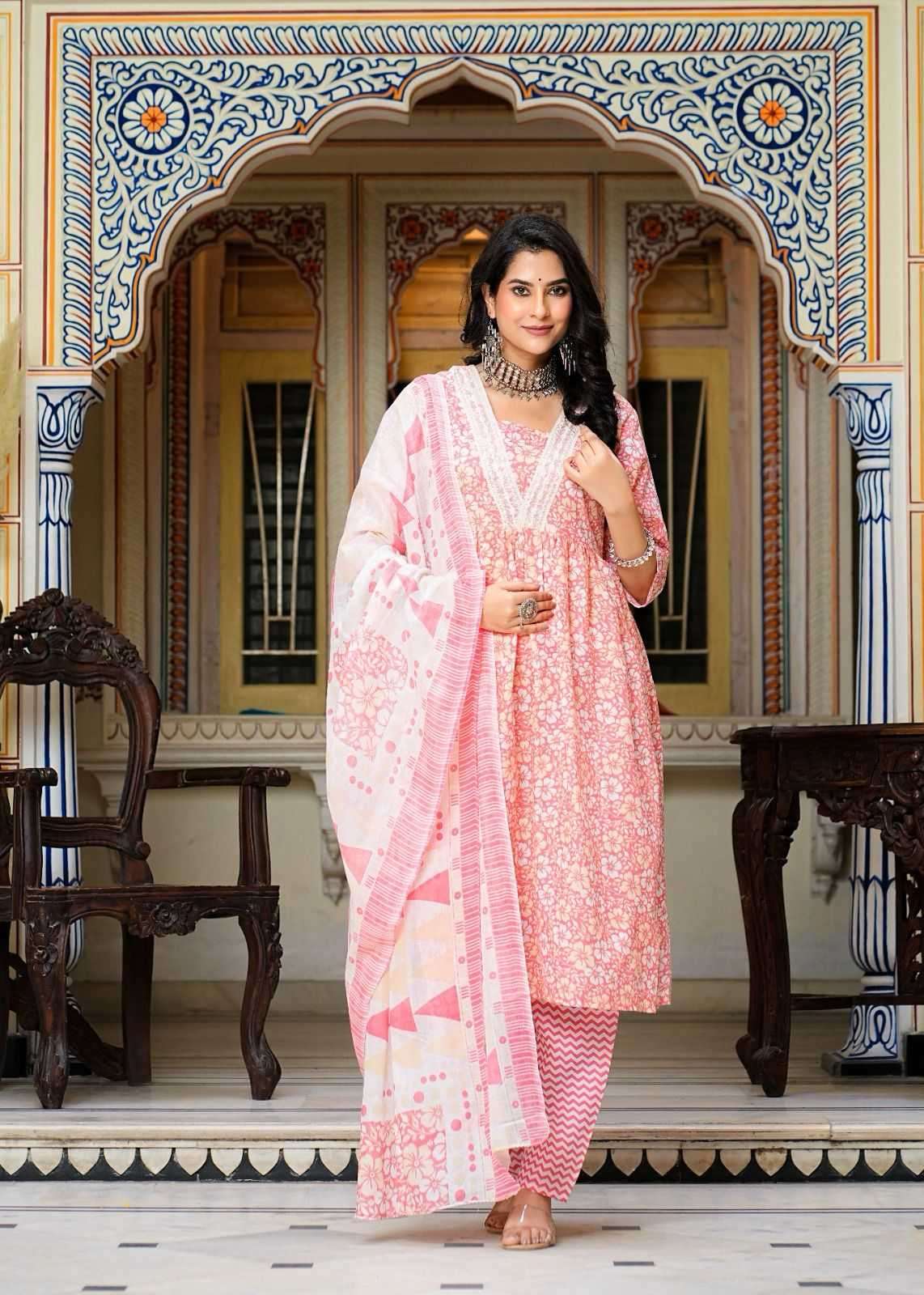 pr heritage nyra 3pcs set work adorable readymade nayra cut salwar suit